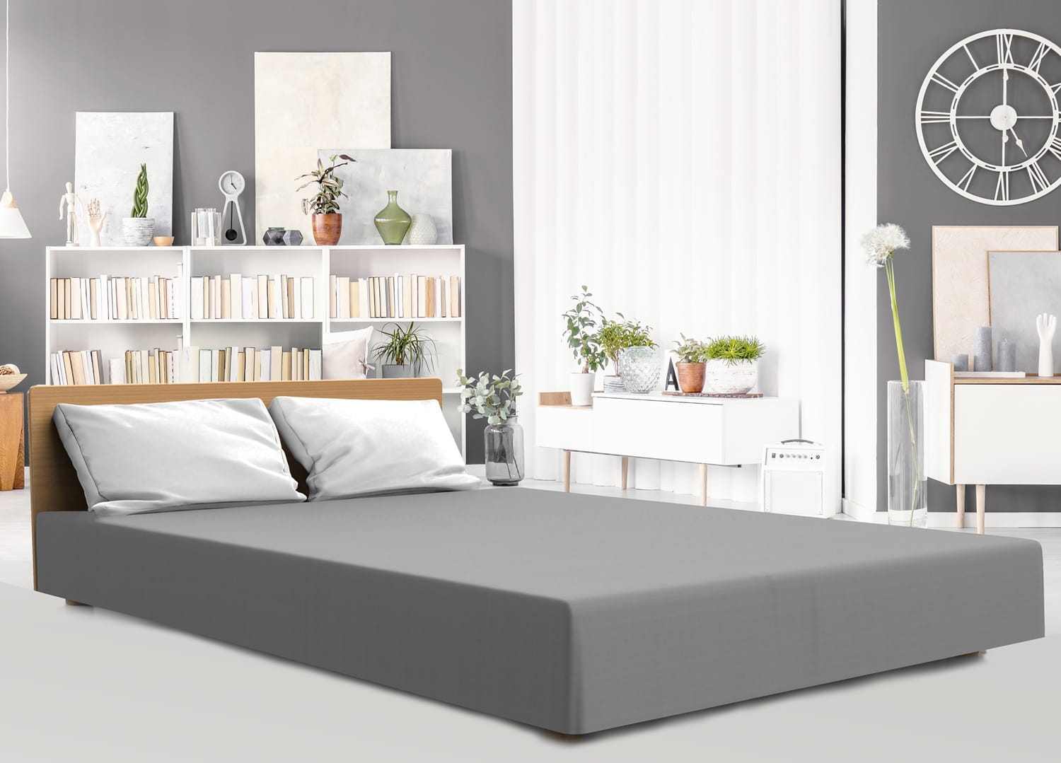 Prześcieradło z gumką 140x200 GRUBY JERSEY kolor szary wysokie 25cm