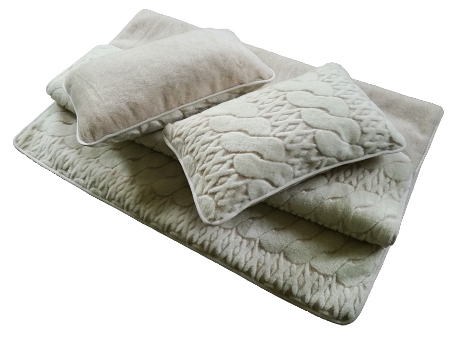 Pościel wełniana camel jasny/kaszmir calabria (kołdra 160x200, 2x poduszka 70x80) (+-5cm)