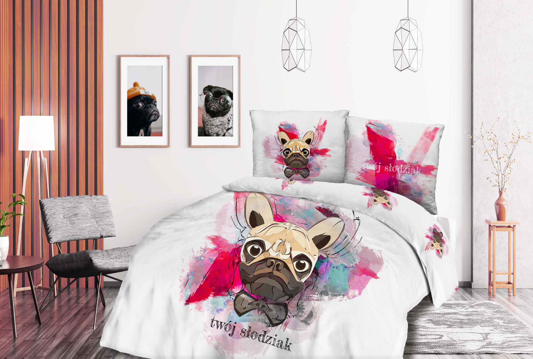 Pościel bawełniana 160x200 Pies Twój słodziak