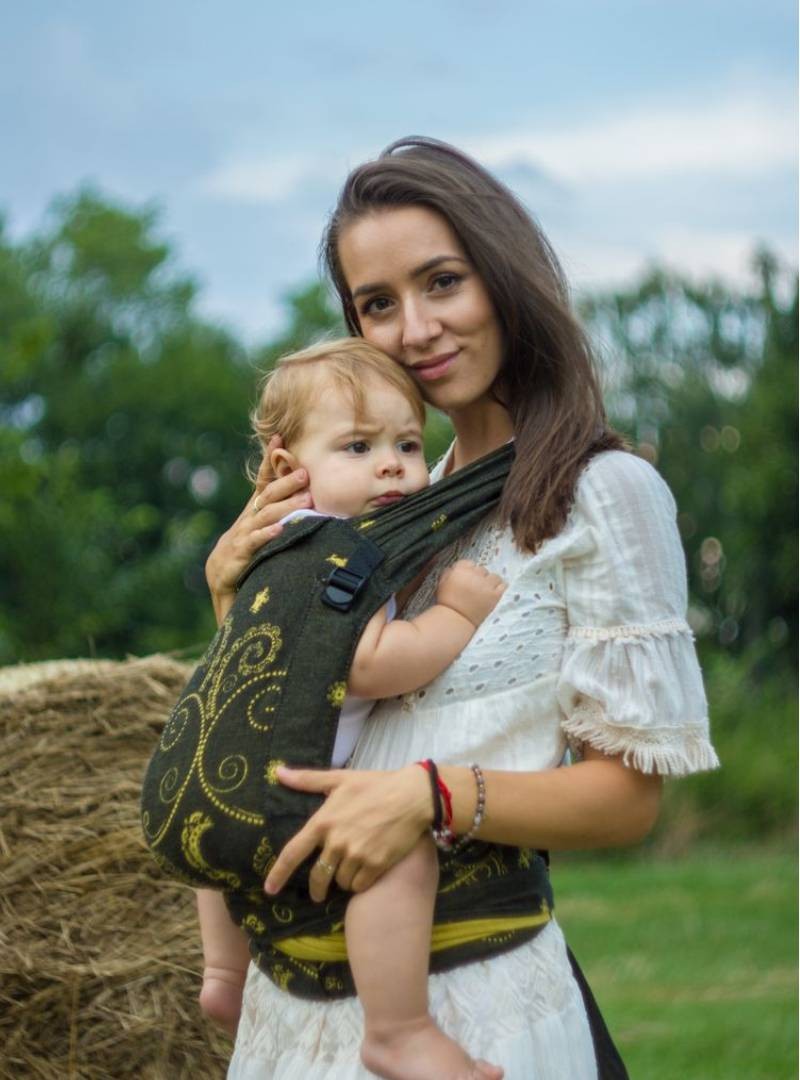 Nosidełko regulowane Half Buckle: Luna Black&Gold (100% bawełna)