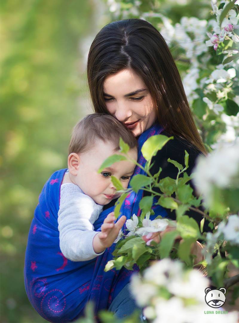 Chusta dla wcześniaków (wąski panel 45cm) - LUNA PINK - 100% Bawełna, splot żakardowy