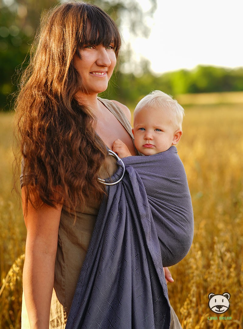 Chusta do noszenia dzieci TALISMAN GRAPHITE UNICOLOR RING 2,1 m - 60% Bawełna 40% Bambus, splot żakardkowy