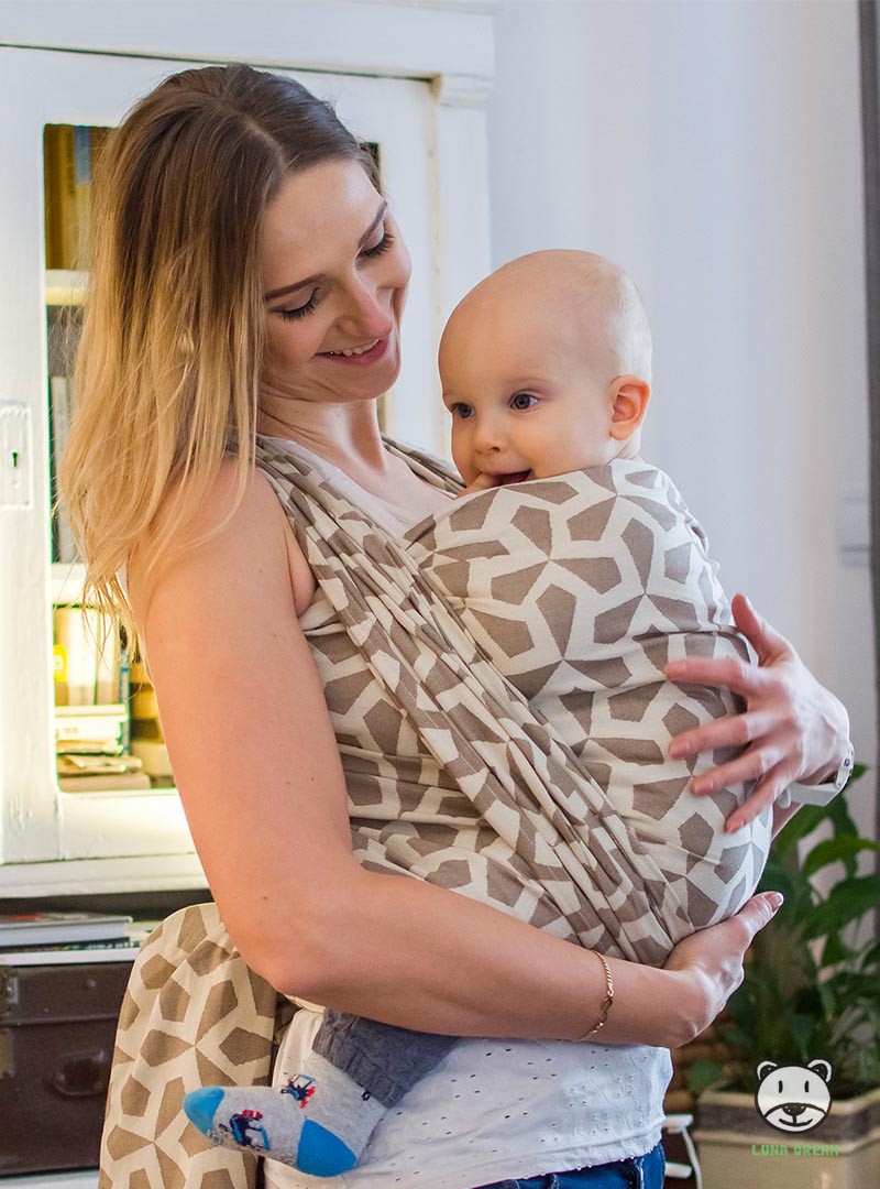 Chusta do noszenia dzieci MITSU (ecru)- 100% Bawełna, splot żakardowy