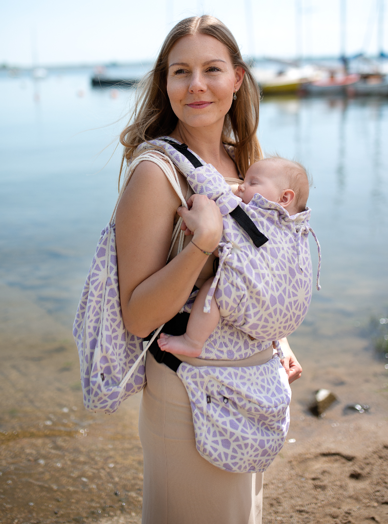 Nosidełko regulowane Multi Size: Light Purple Cobweb Summer, 100% bawełna, splot żakardowy