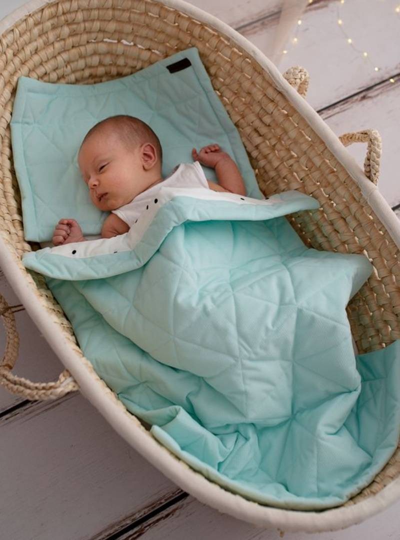 Poduszka niemowlęca płaska Kinder Hop Triangles Aquamarine - 26 x 36 cm