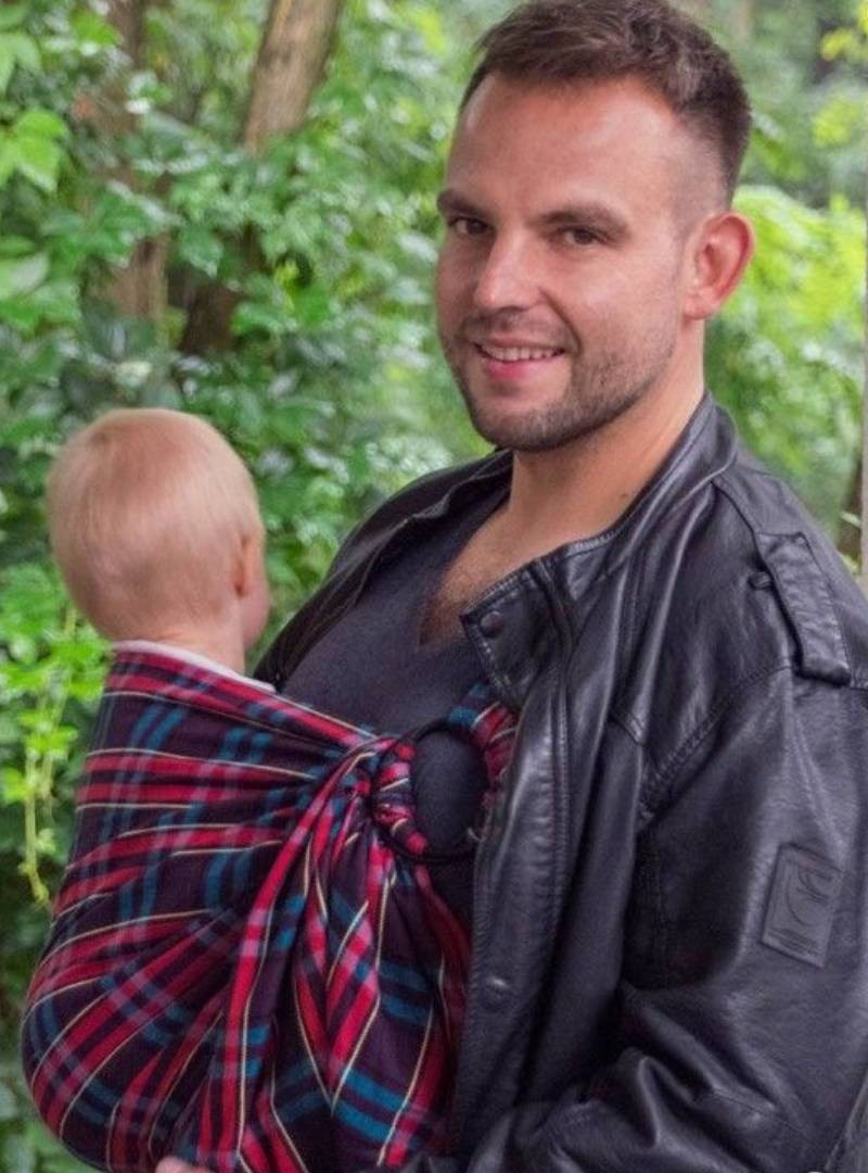 Chusta do noszenia dzieci BLUEBERRY TARTAN RING (krata) - 100% Bawełna, chusta kółkowa, rozmiar: 2,1 m, splot skośno-krzyżowy