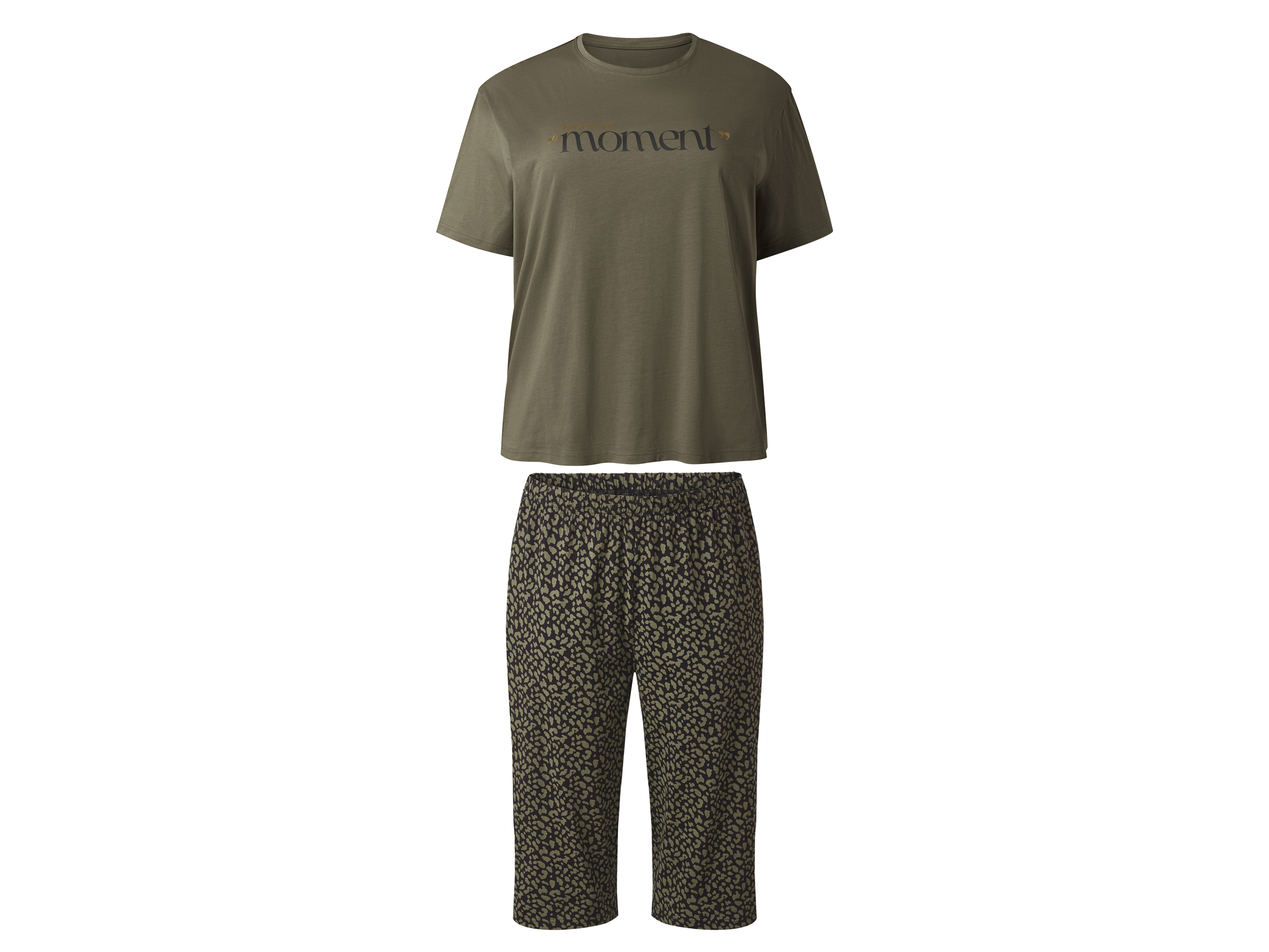 esmara Piżama damska z wiskozą Khaki/ czarny, XXL 52/54