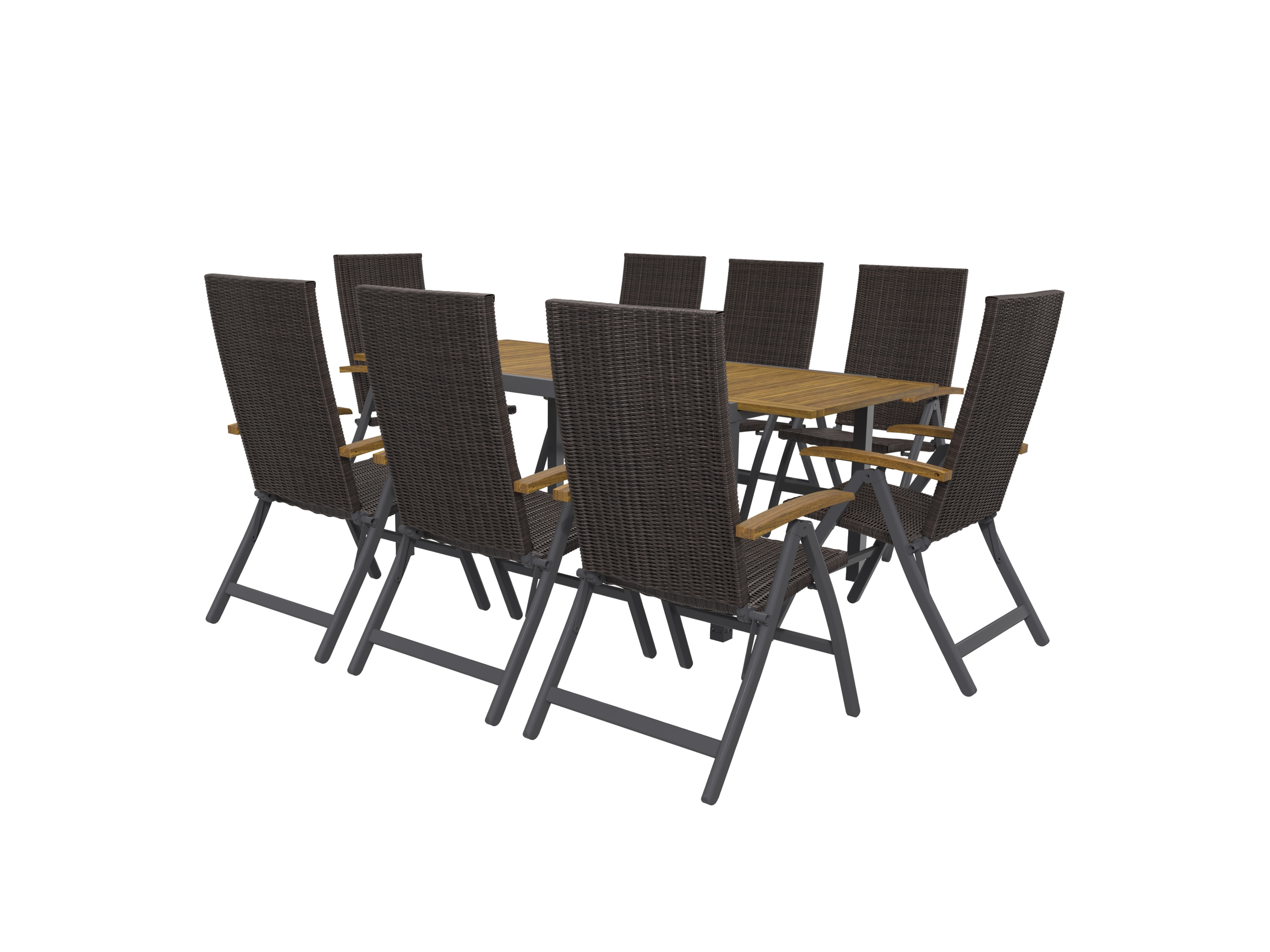 Livarno home Zestaw mebli ogrodowych z plecionki Valencia, stół rozkładany i 8 foteli