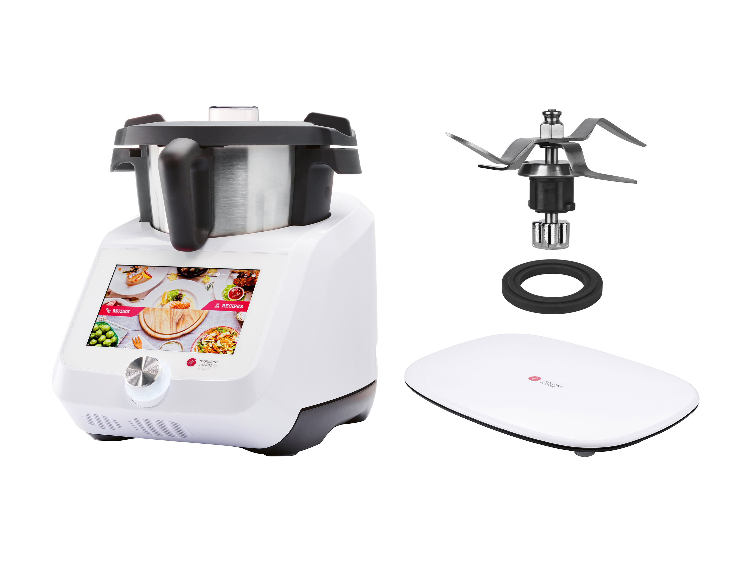 Silvercrest Zestaw Termorobot MC Smart z Wi-Fi, 1200 W, biały z nożem miksującym i podstawką