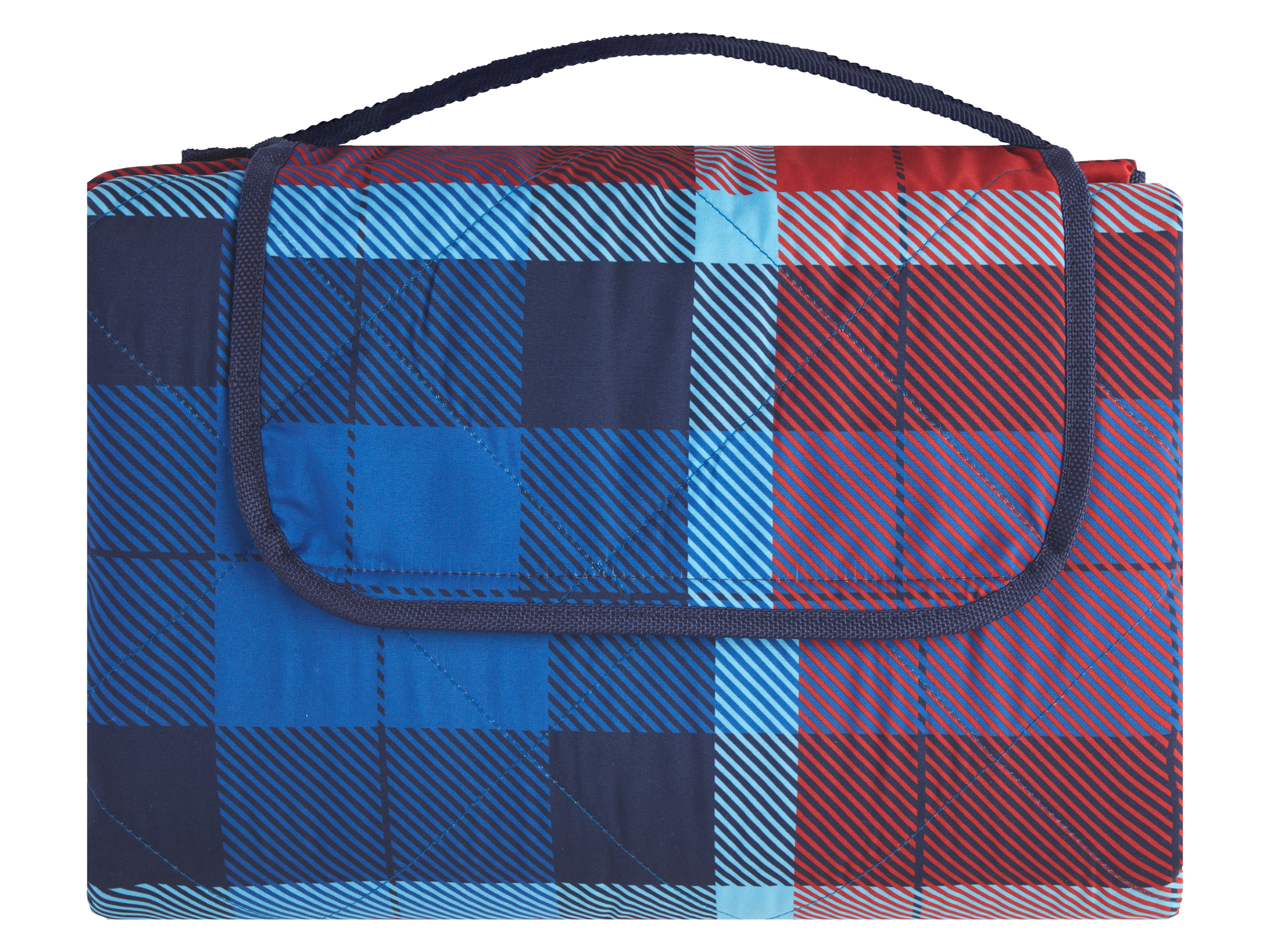 Livarno home Koc piknikowy z paskiem na ramię, 200 x 200 cm Czerwony/niebieski