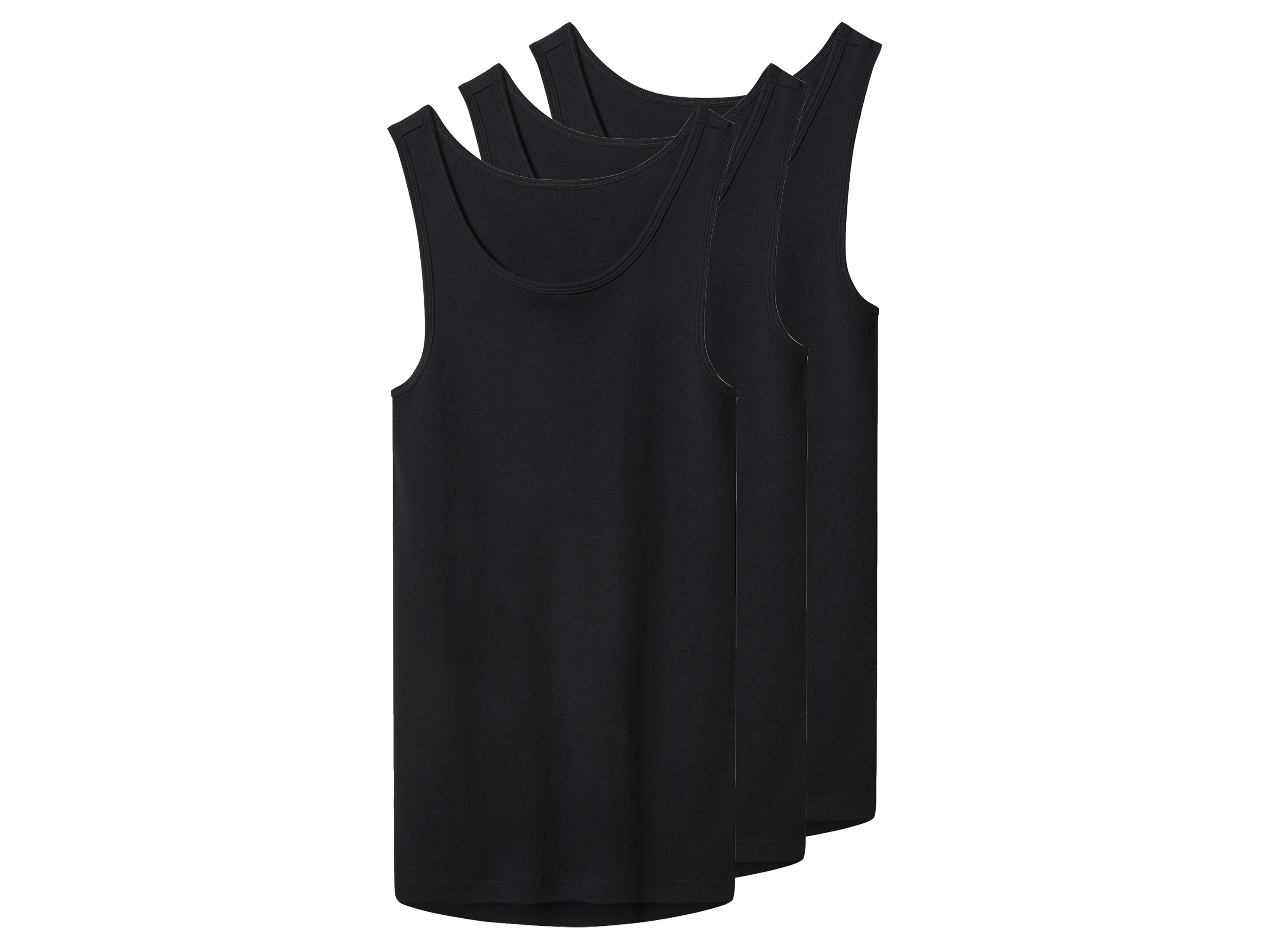 esmara Men Podkoszulki męskie z bawełny, 3 sztuki Czarny, 7/Xl