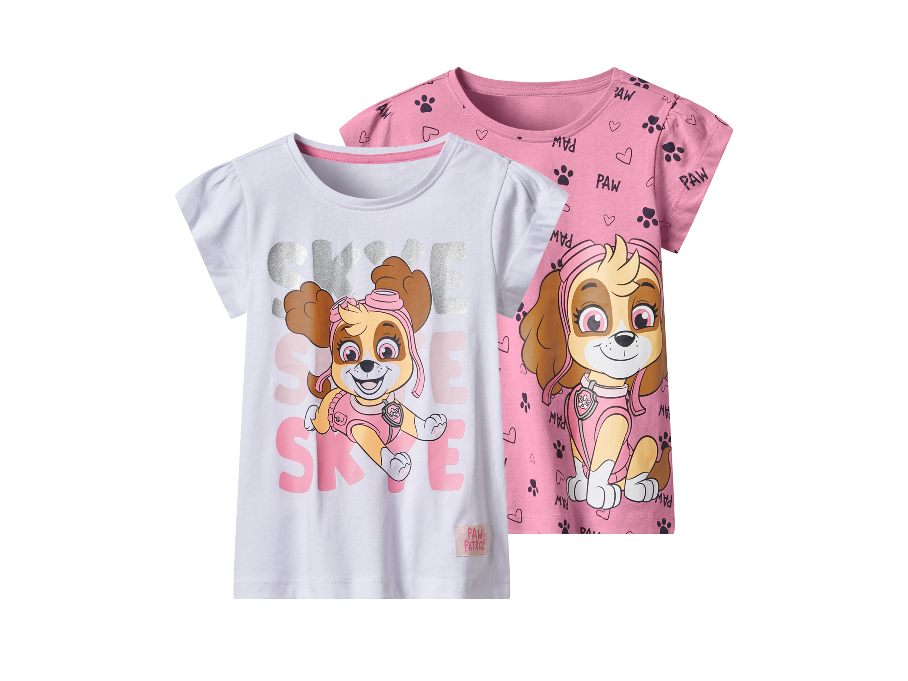 T-shirty dziecięce z bawełny, 2 sztuki Różowy/ biały, 98/104