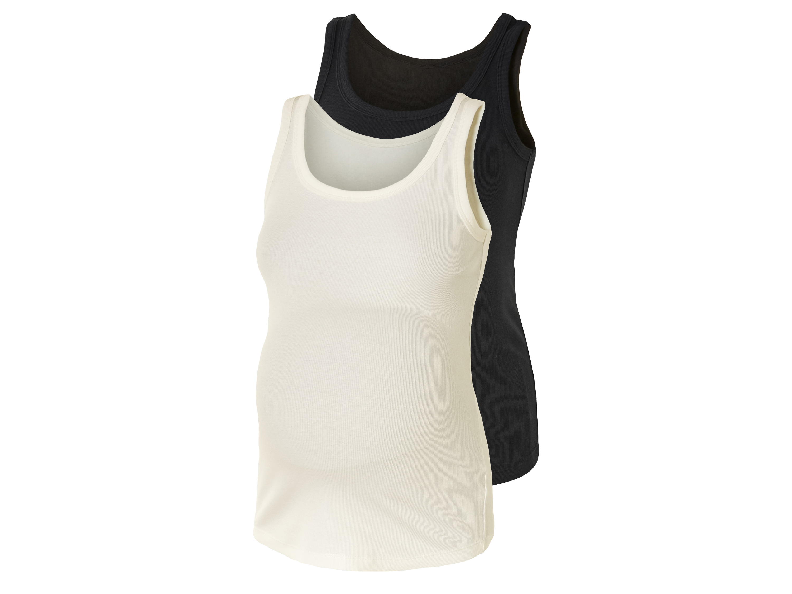 esmara Top ciążowy prążkowany z bawełną organiczną, 2 sztuki Czarny / biały, L44/46