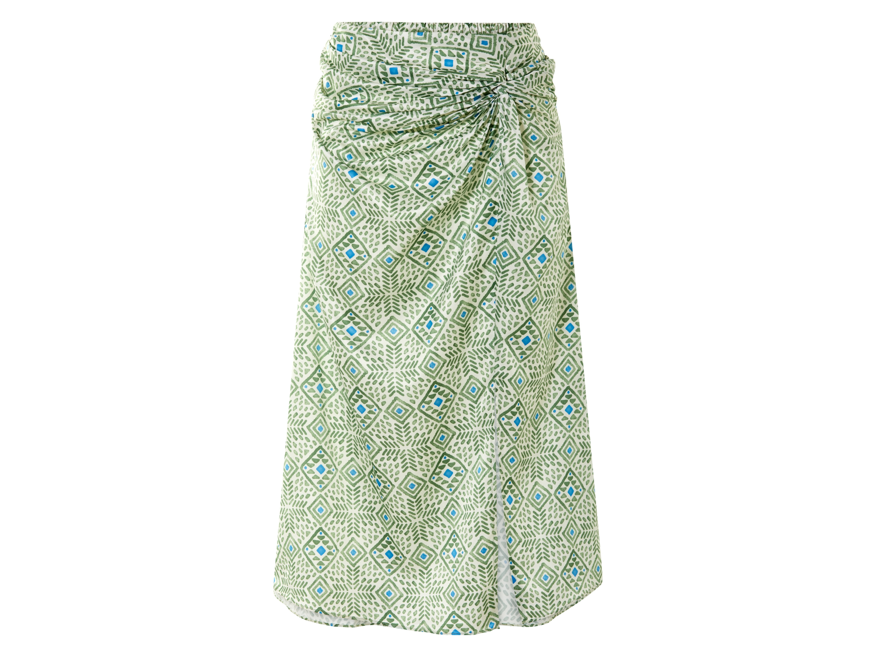 esmara Spódnica midi damska o wyglądzie satyny Zielony/wzorzysty, 44