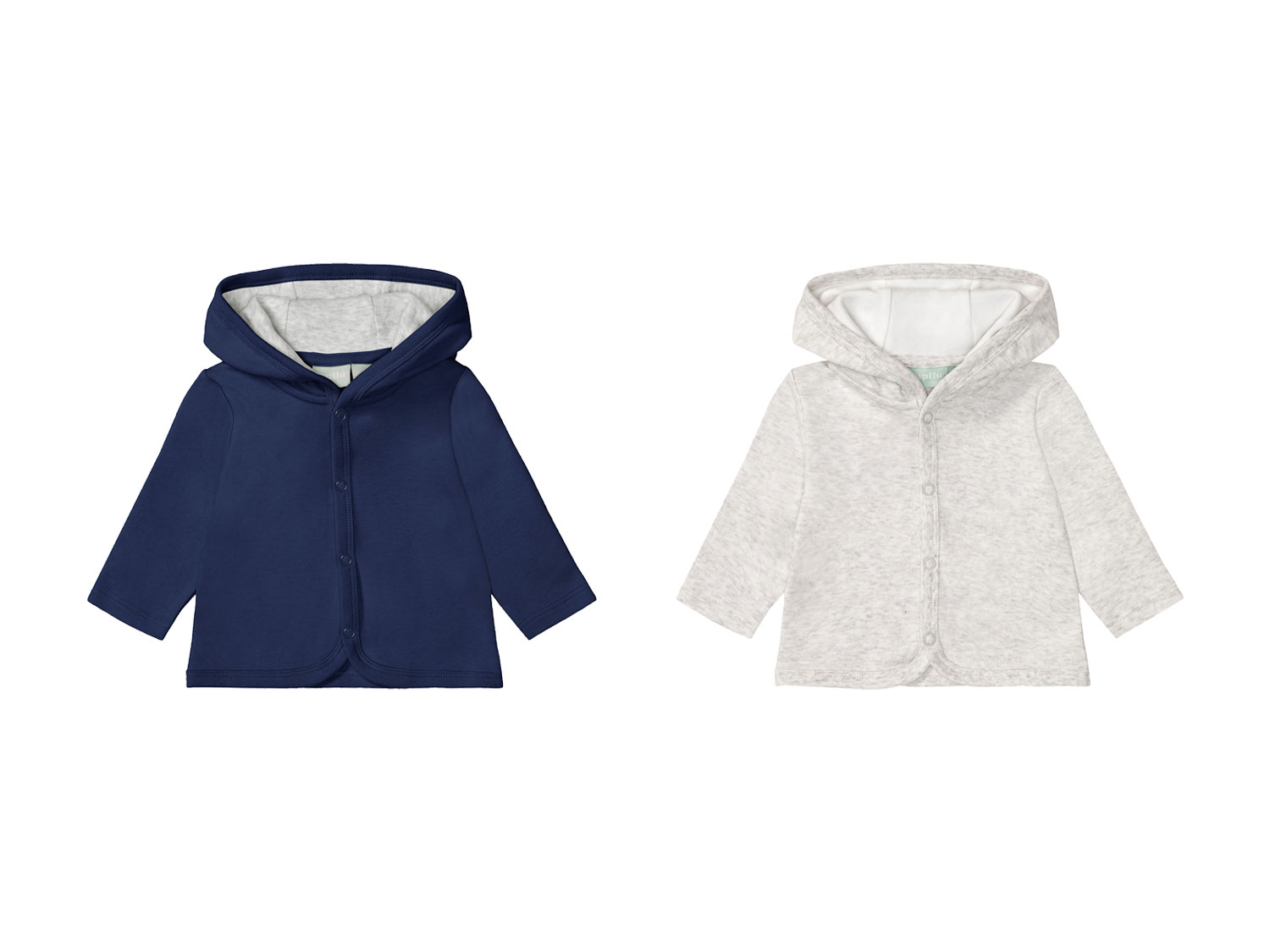 lupilu Bluza niemowlęca z biobawełny z kapturem, 2 sztuki Granatowy/jasnoszary, 86/92