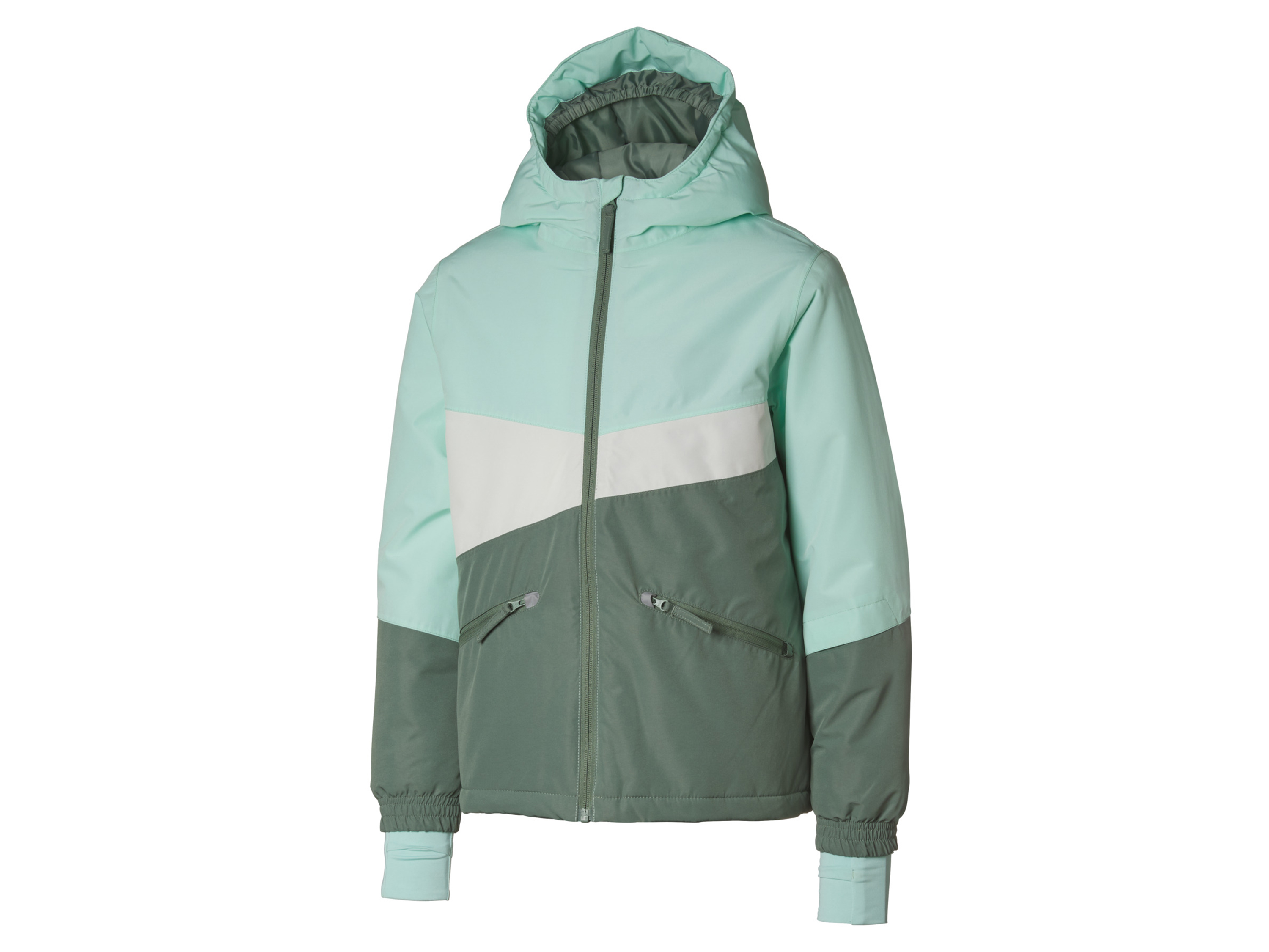 Crivit Kurtka narciarska dziewczęca oliwkowy/miętowy/biały, 134/140