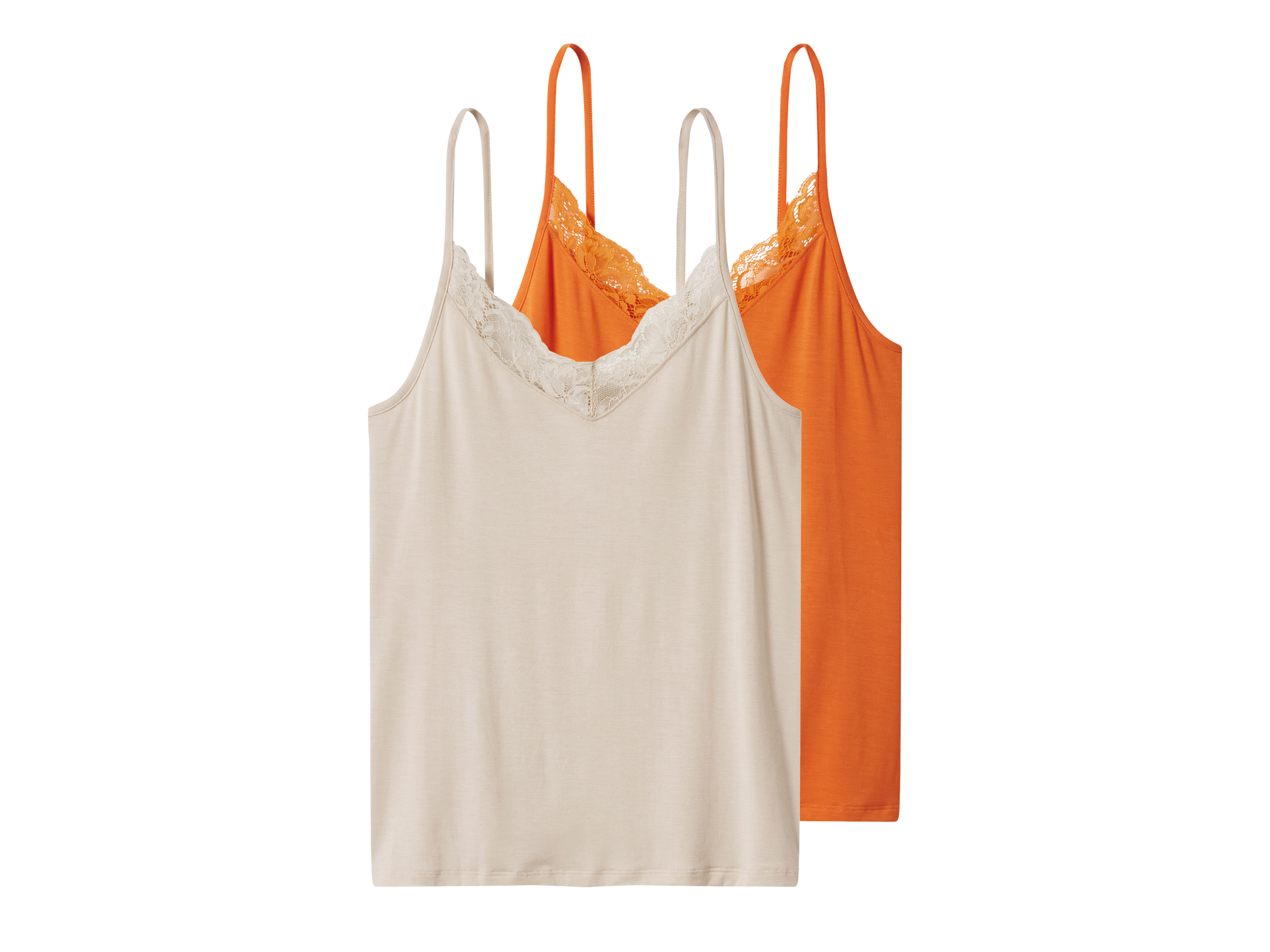 esmara Topy damskie na ramiączkach, 2 sztuki pomarańczowy/beżowy, M40/42