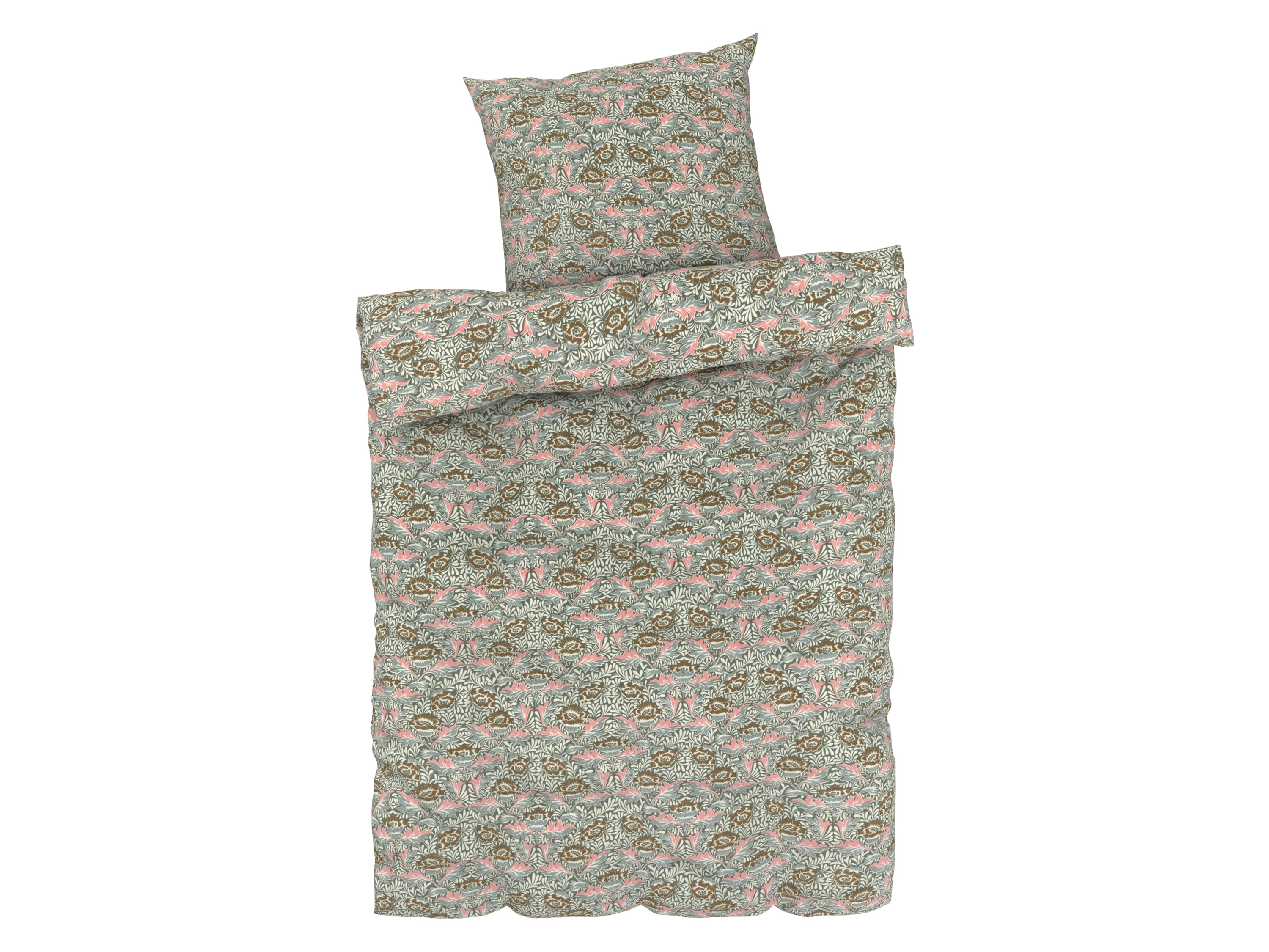 Livarno home Pościel z mikrowłókna satynowego, 140 x 200 cm Kwiaty/ zielony/ koralowy