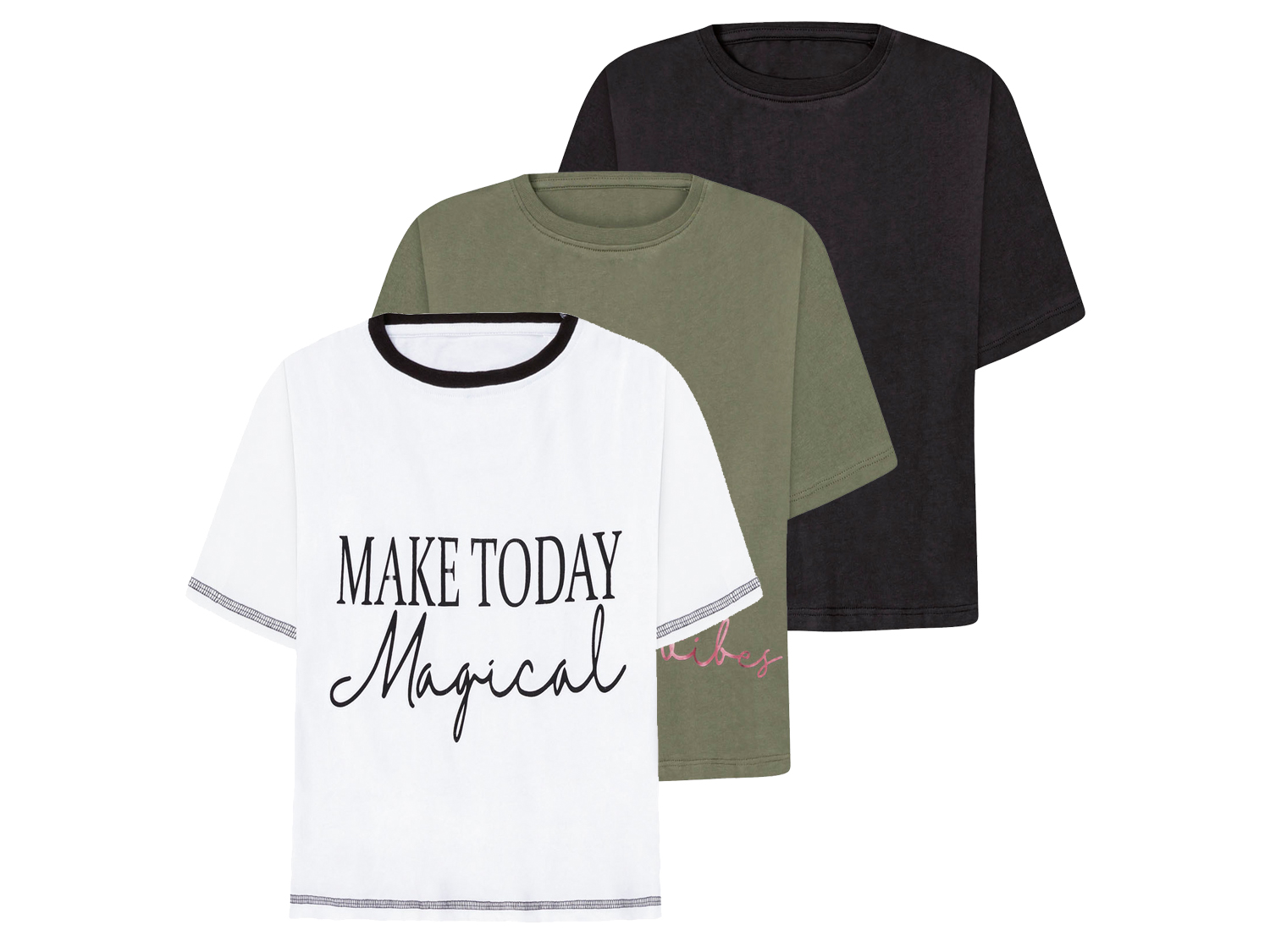 pepperts! T-shirty dziewczęce, 3 sztuki Czarny/ szary/ biały, 134/140