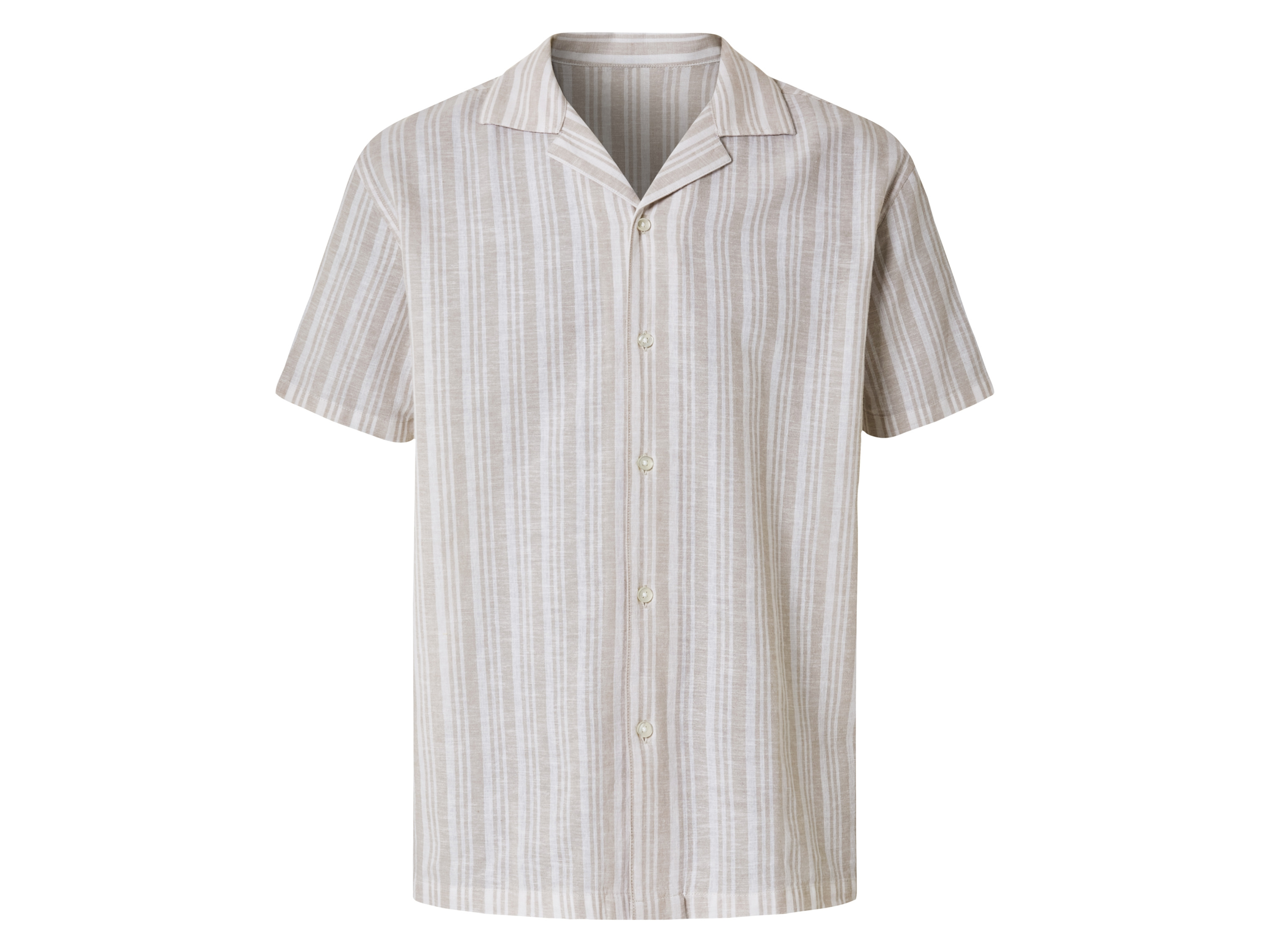 esmara Men Koszula męska z lnem i bawełną Paski/beżowy, XL 43/44