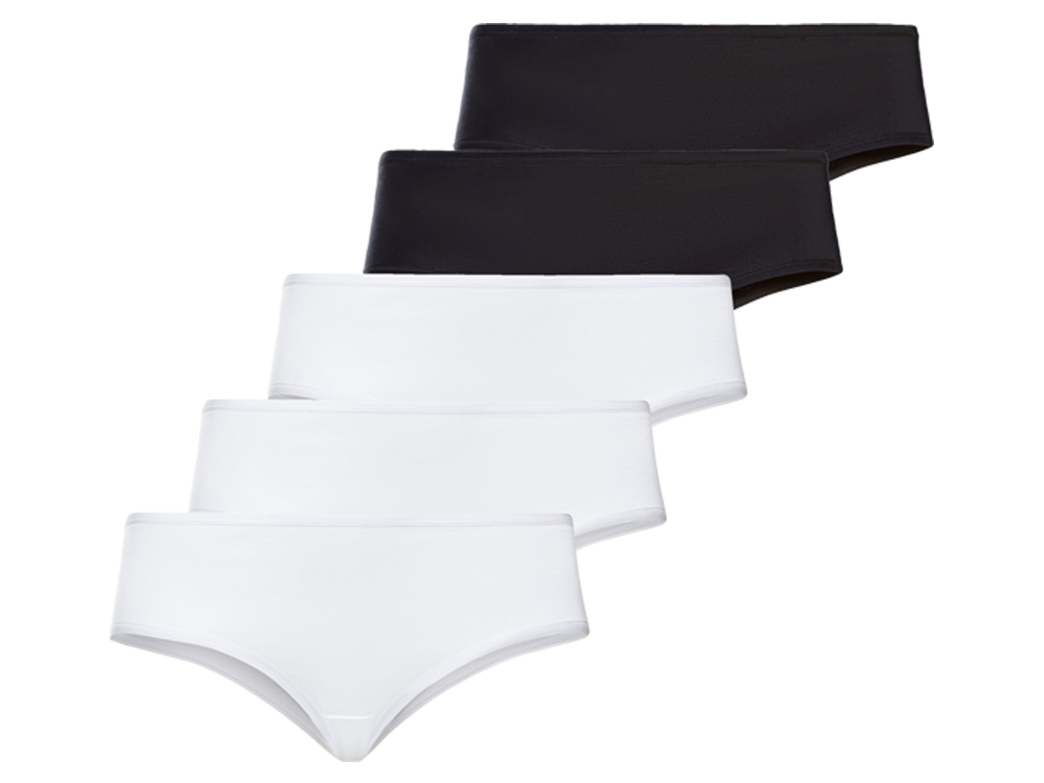 esmara Hipstery damskie z bawełny, 5 par Czarny / biały, 3XL 56/58