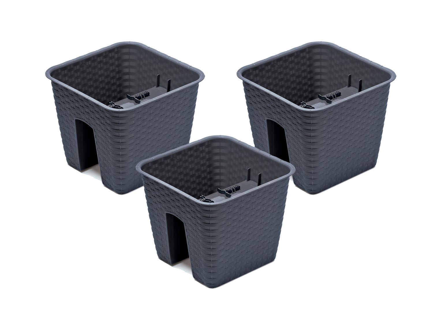 Prosperplast Donica balustradowa Ratolla Railing, 3 elementy Kwadratowy, Antracytowy, 272x272x225 mm