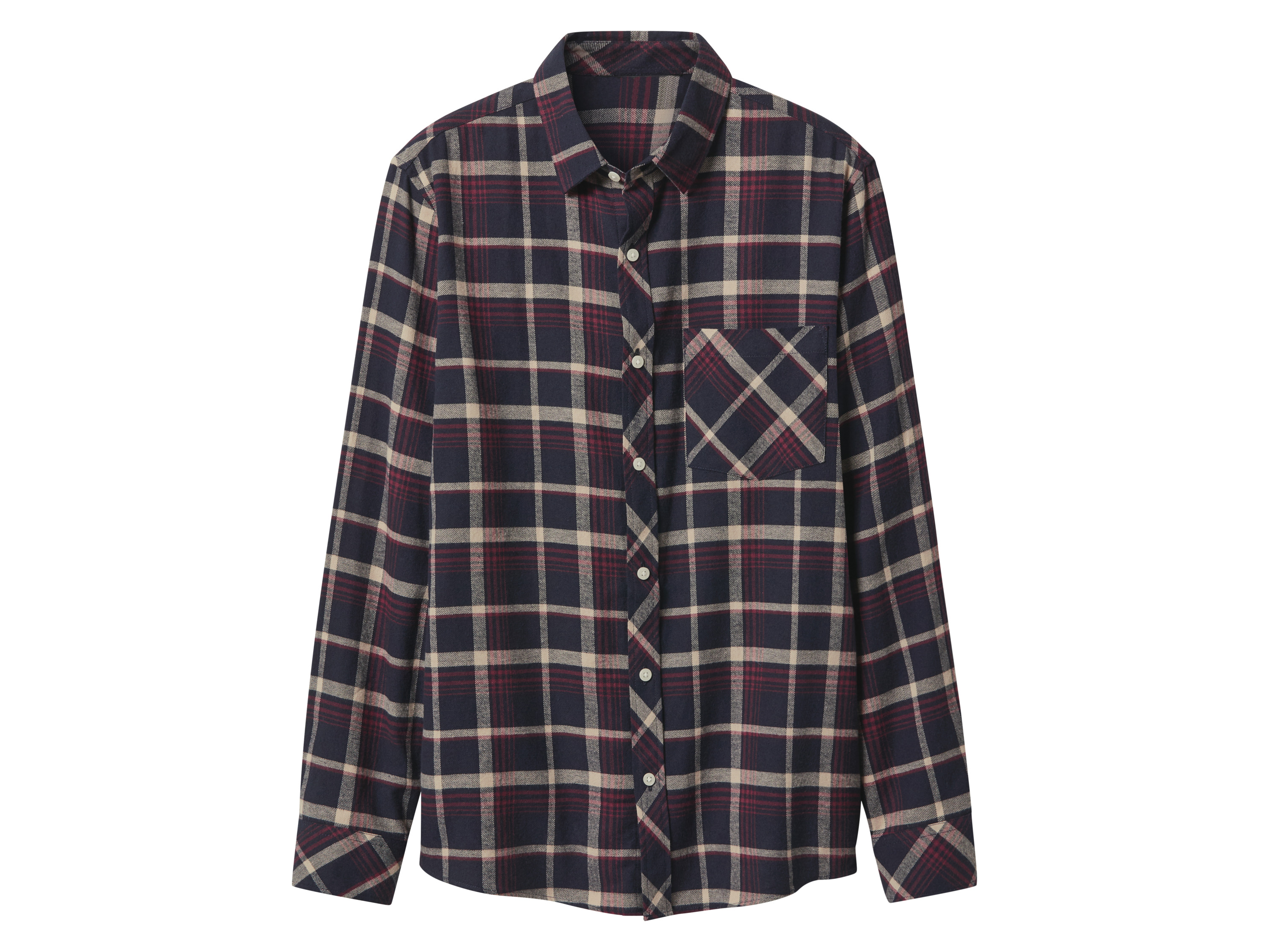 esmara Men Koszula flanelowa męska z bawełny czerwona / niebieska szachownica, XL 43/44