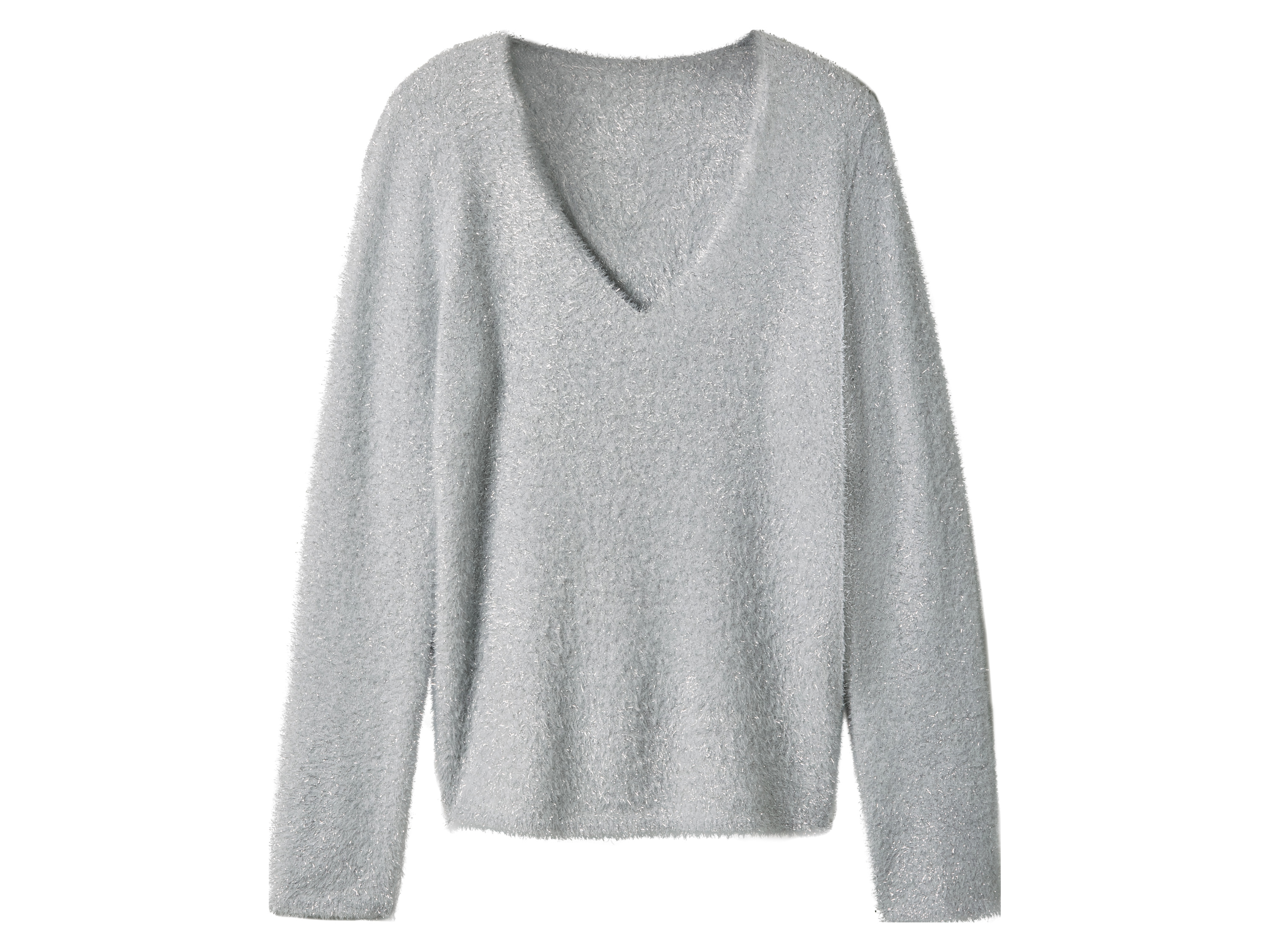 esmara Sweter damski z błyszczącą nitką Srebrny, XS 32/34