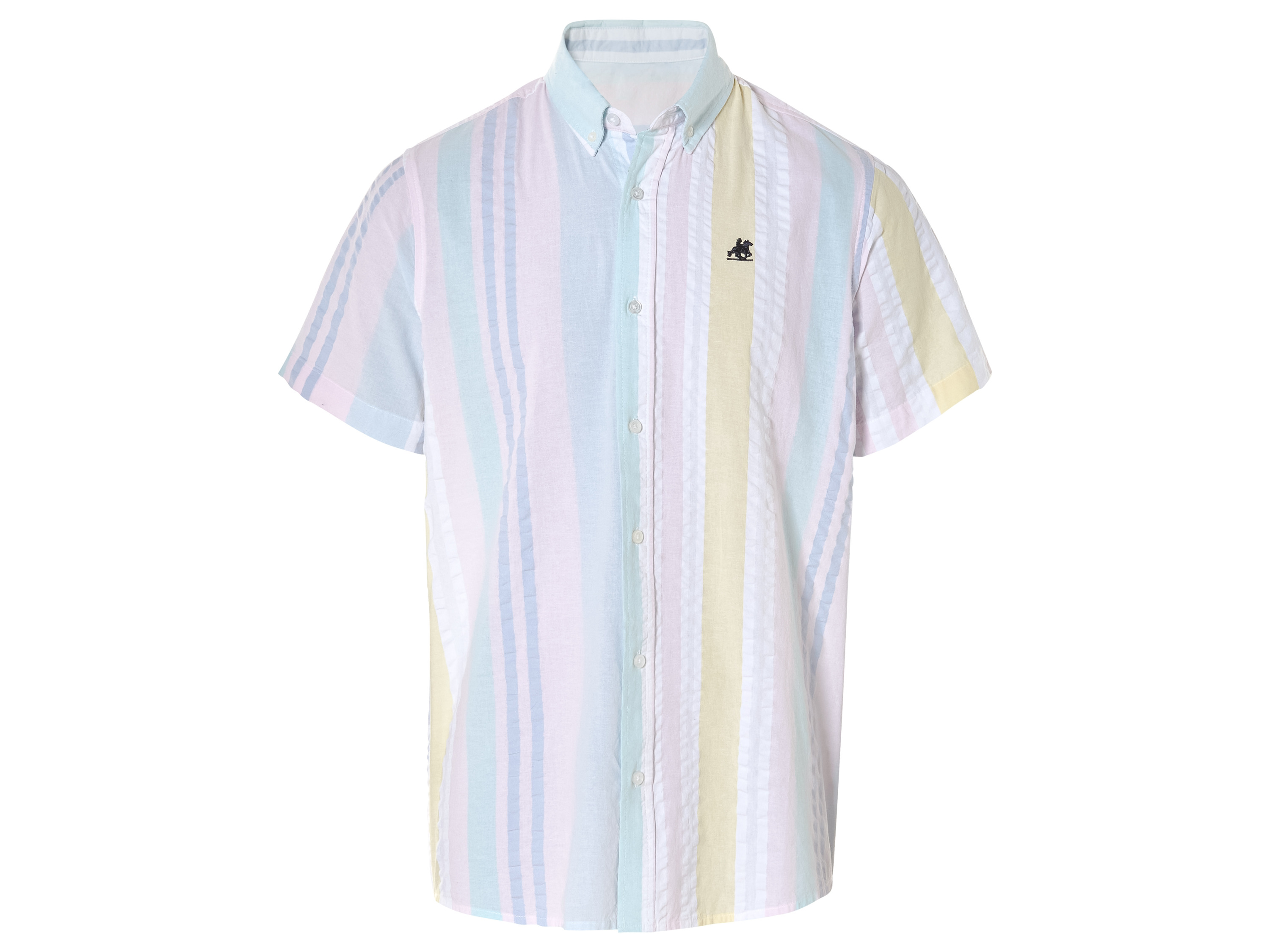 Livergy Koszula męska z bawełny seersucker Kolorowy prążkowany, L 41/42