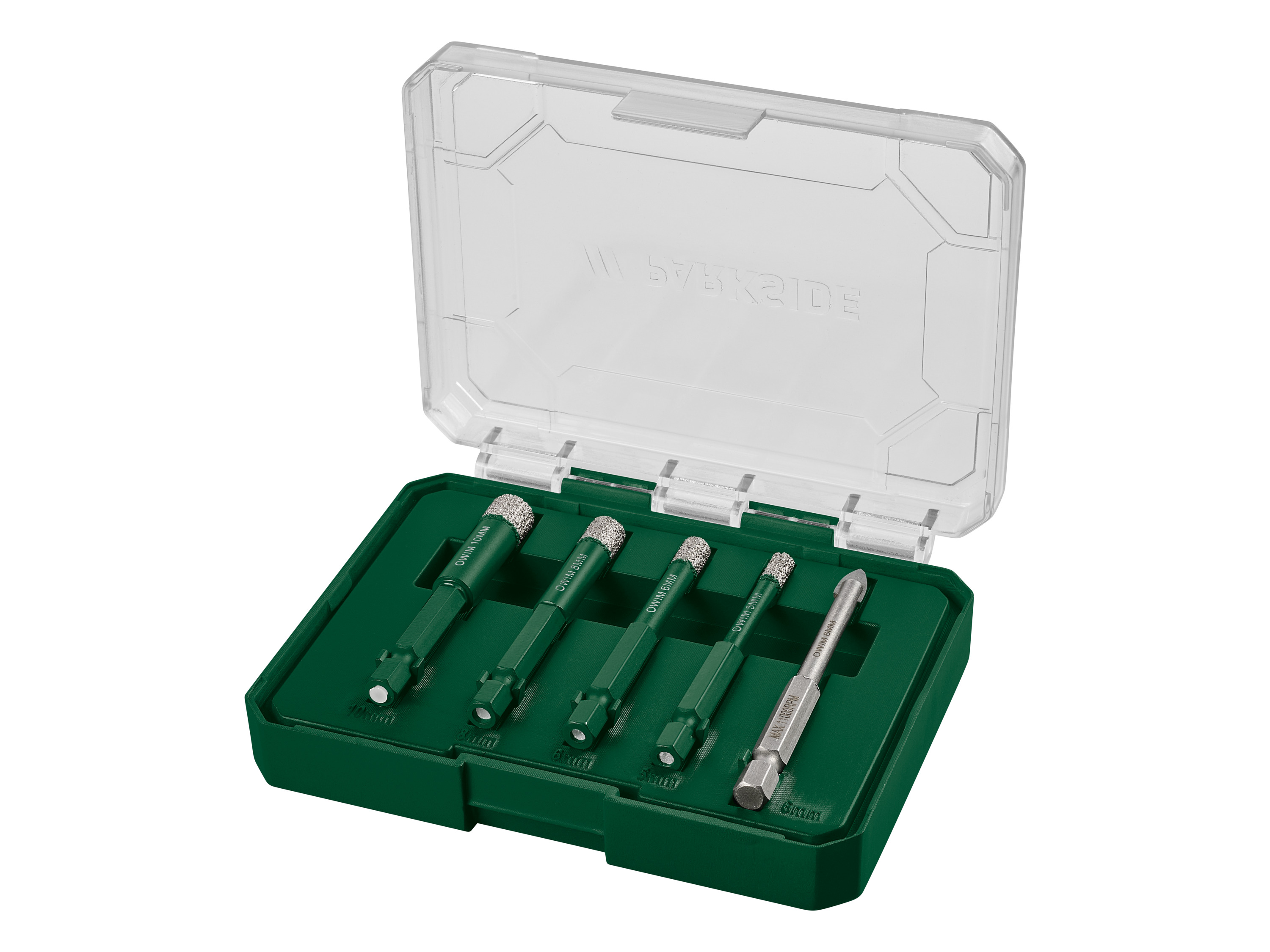 Parkside Zestaw 4 lub 5 wierteł diamentowych Wiertła diamentowe sześciokątne