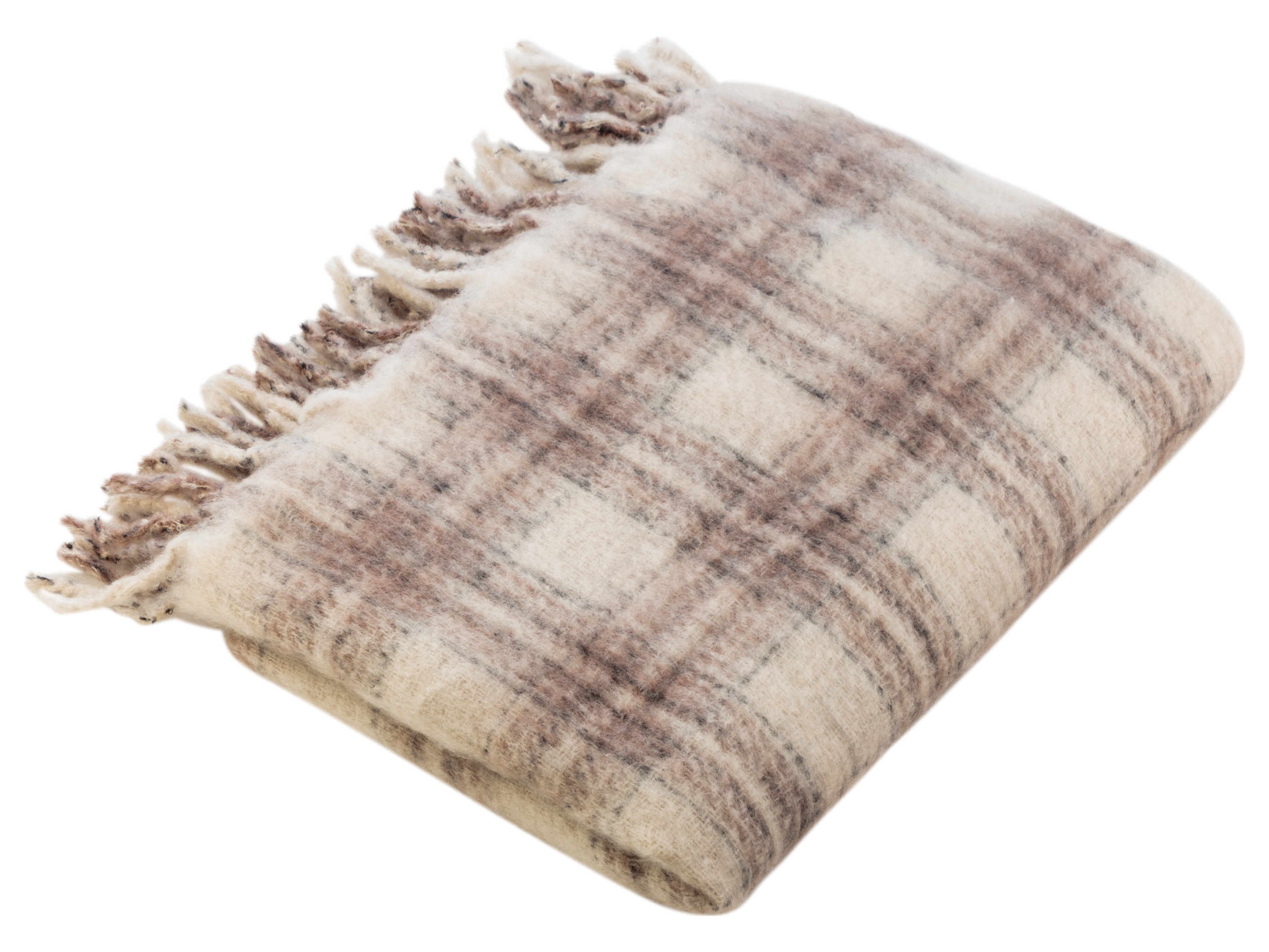 Livarno home Koc dzianinowy, 130 x 170 cm Brązowy w kratkę