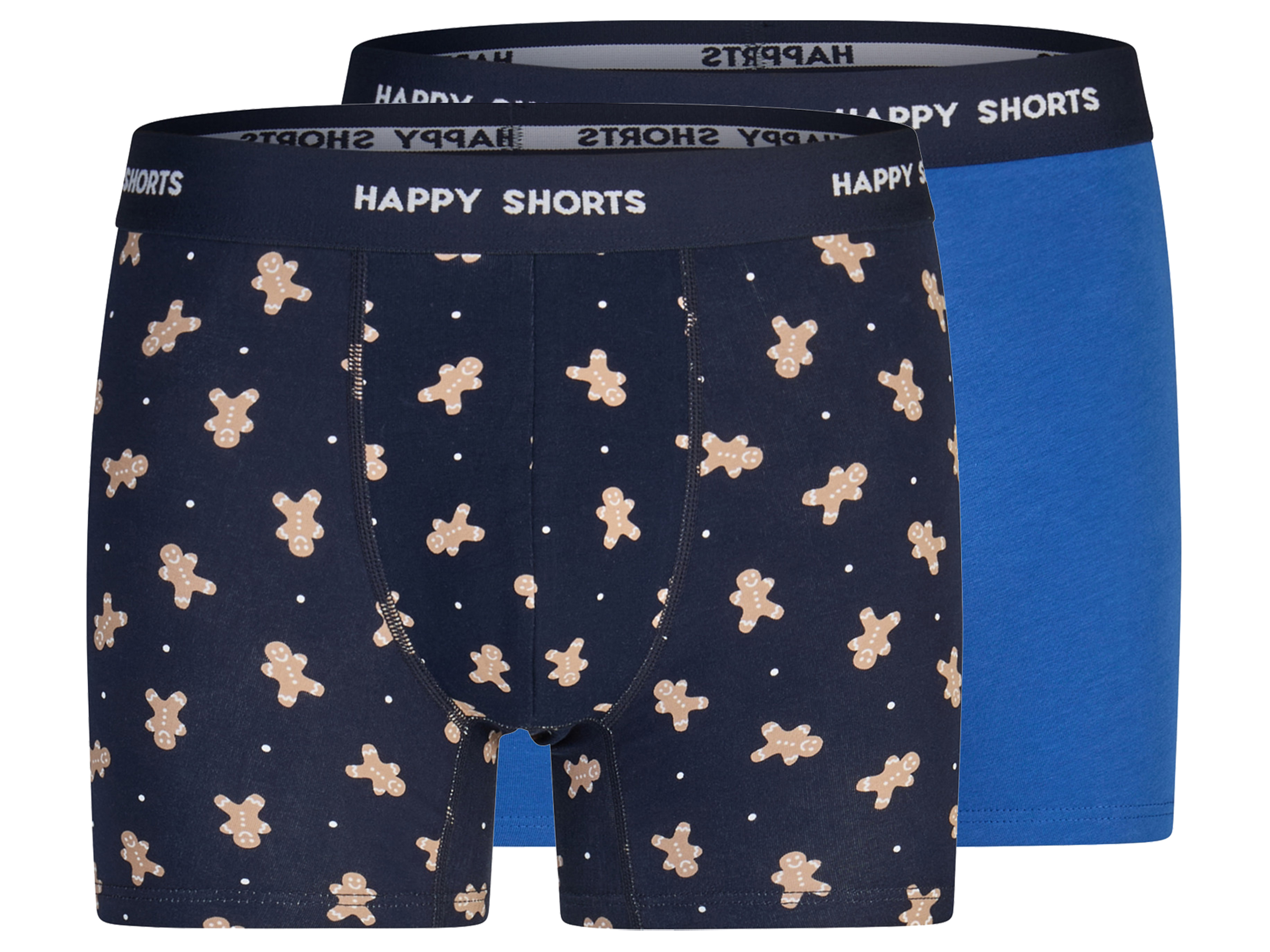 Happy Shorts Bokserki męskie z bawełną, 2 pary Niebieski/granatowy, L