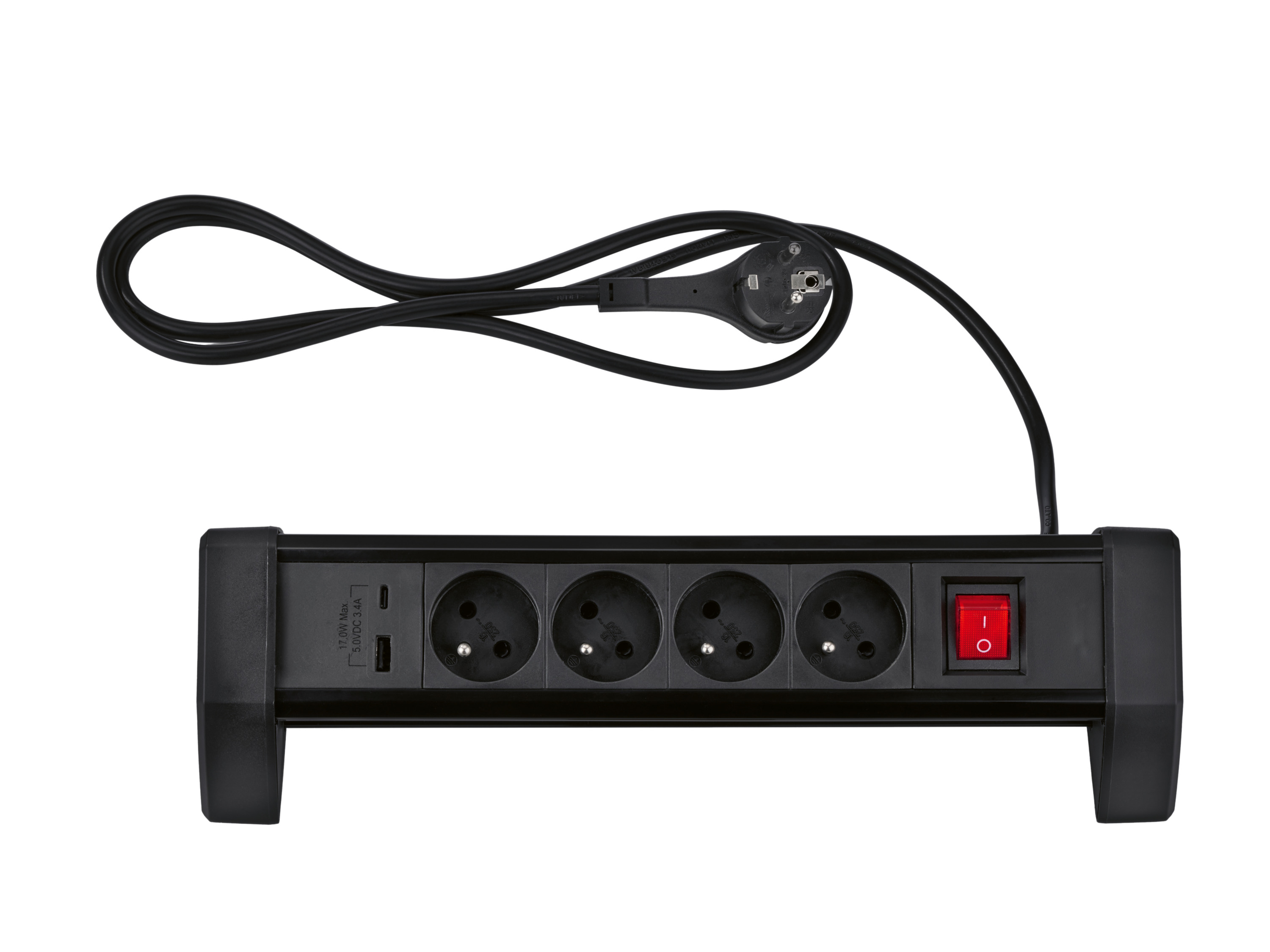 Tronic Listwa zasilająca stołowa / Wysuwana listwa zasilająca stołowa Z 4 gniazdkami, Czarny