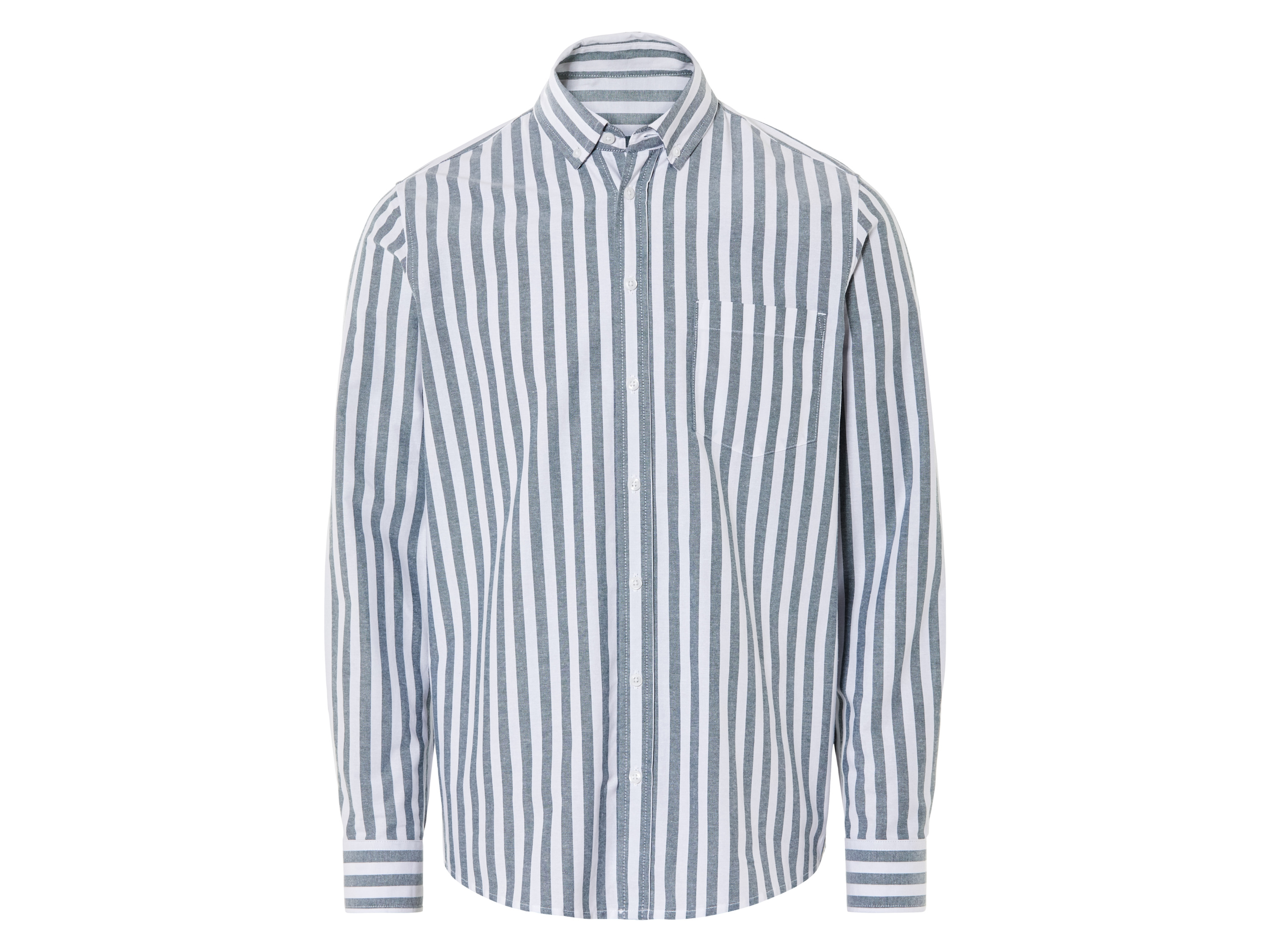 Livergy Koszula męska Oxford z bawełny W paski/ biały/niebieski, S 37/38