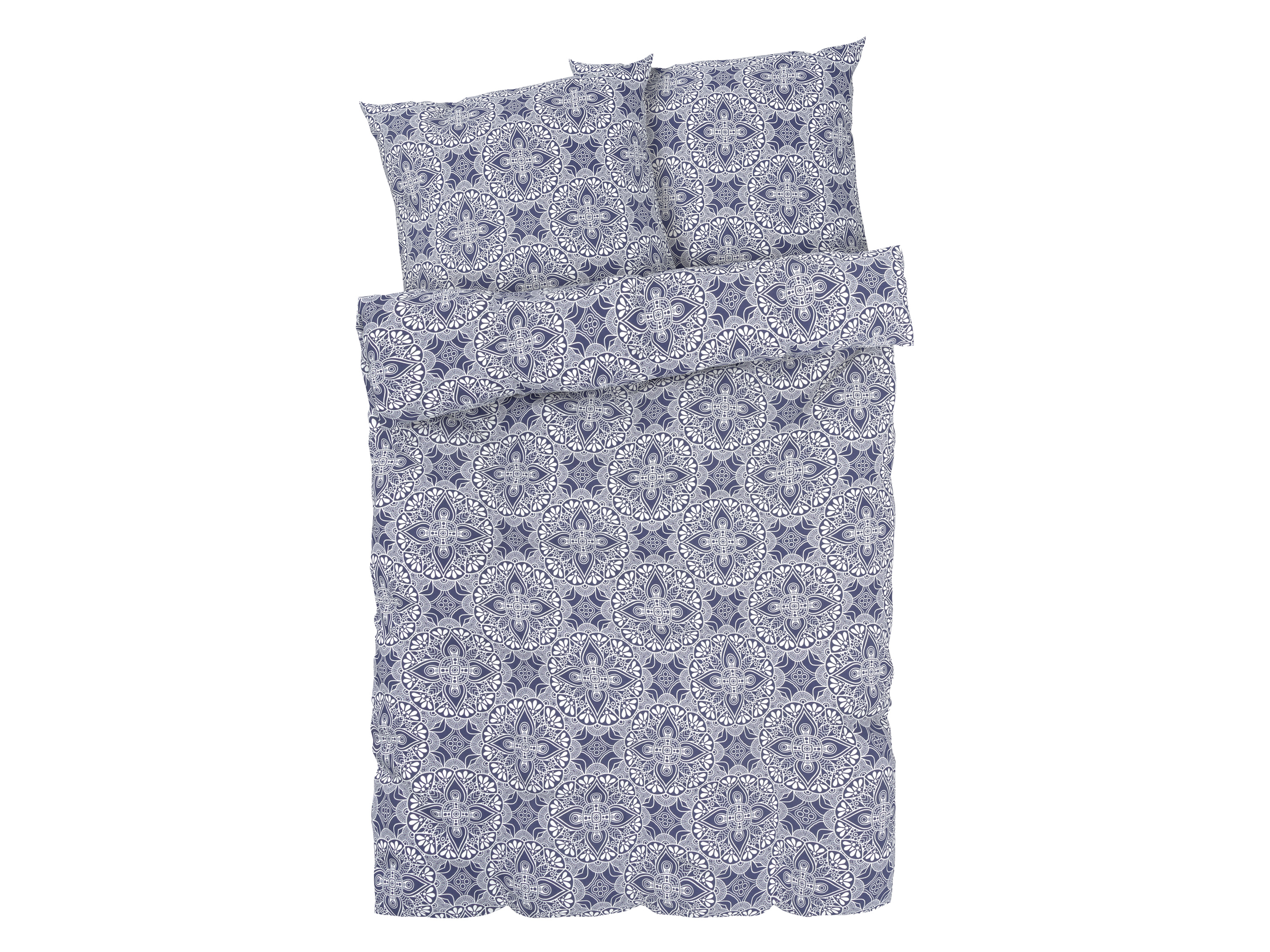 Livarno home Pościel satynowa, 160 x 200 cm Niebieski ornament