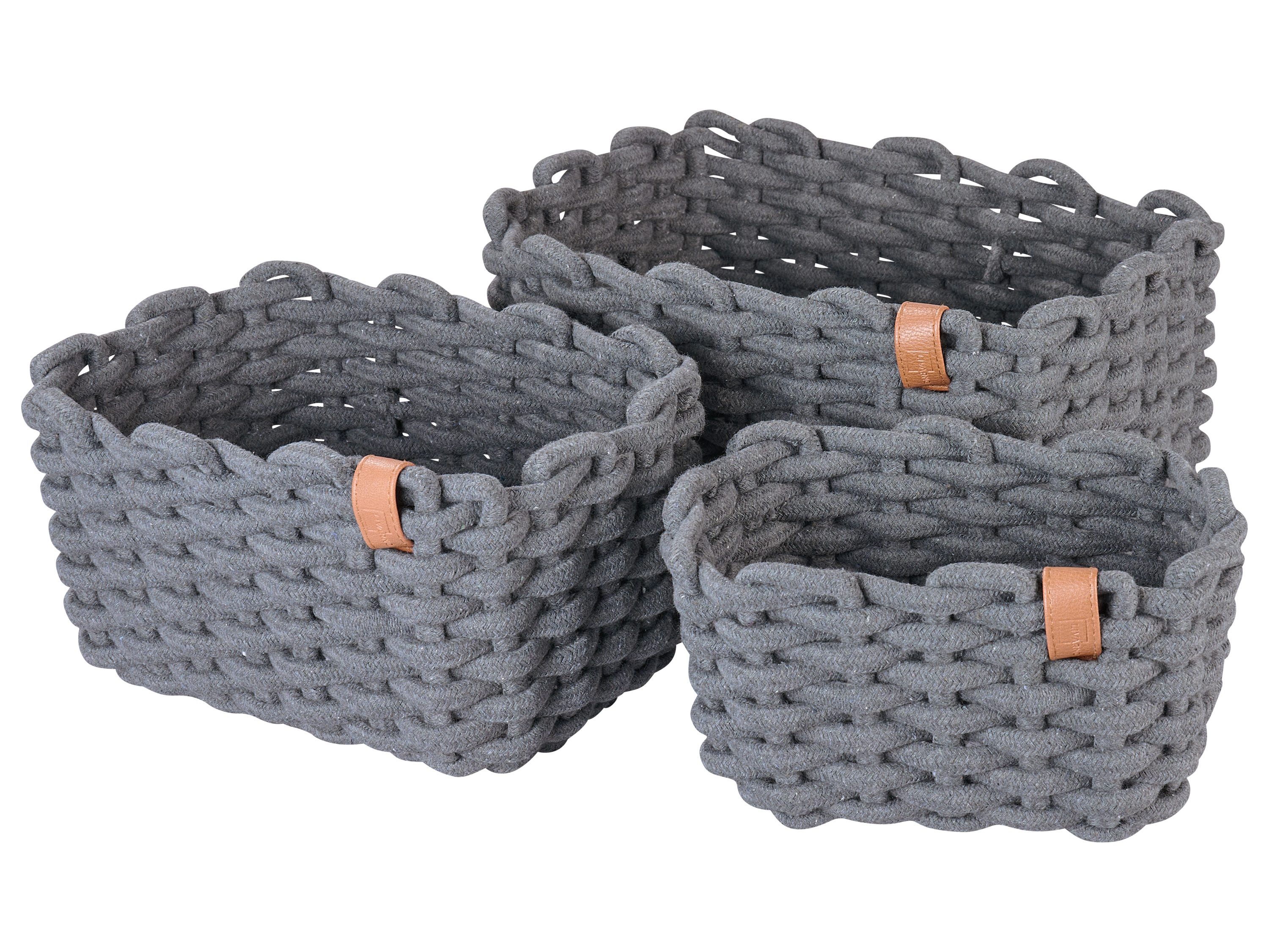 Livarno Zestaw 3 koszy do przechowywania Szary