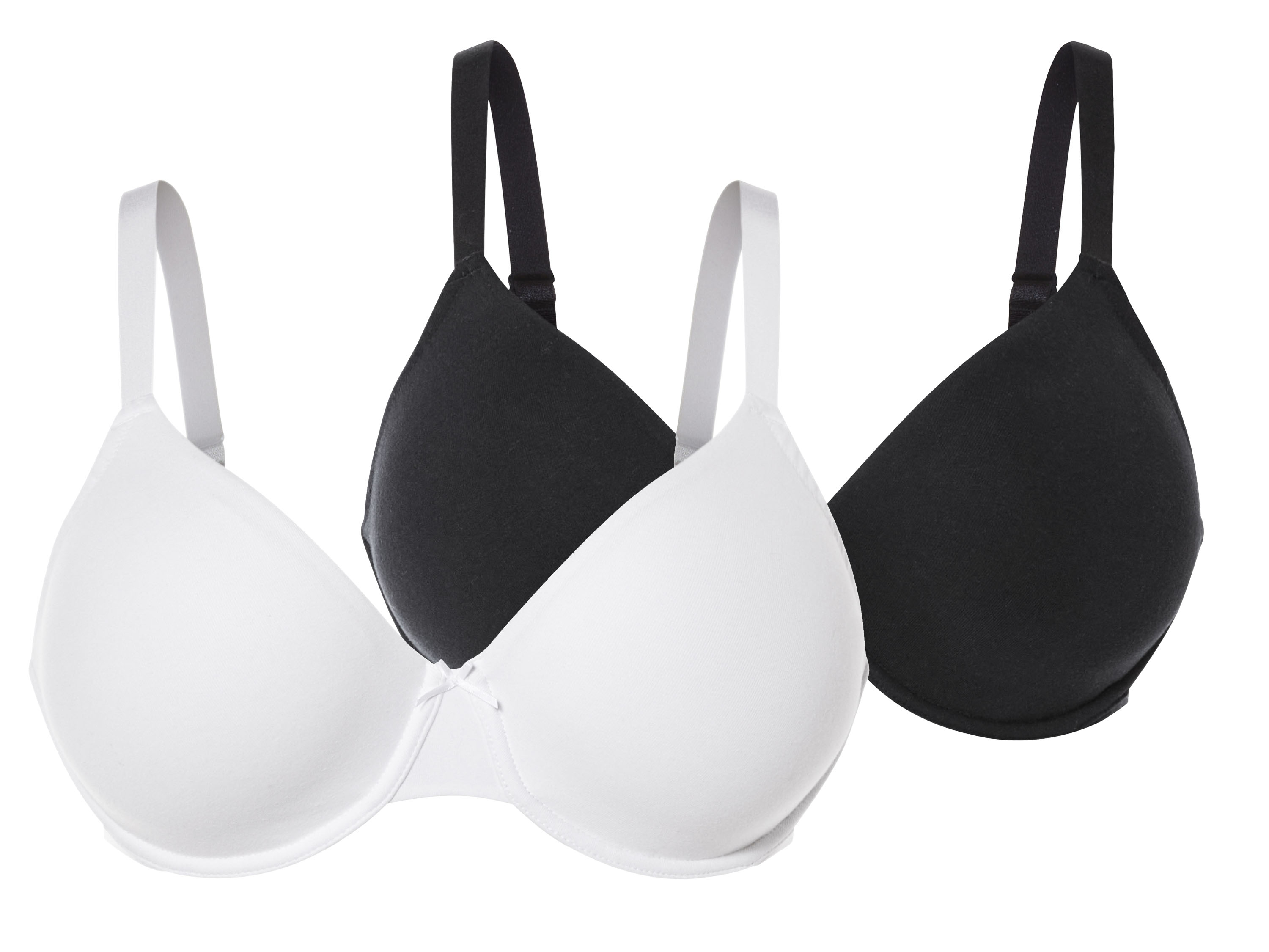 esmara Biustonosz damski z fiszbinami, 2 sztuki Czarny / biały, 90E