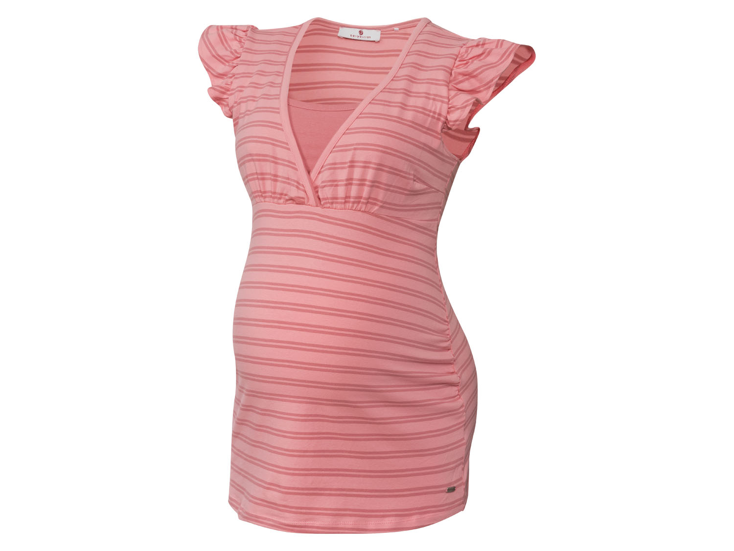 bellybutton T-shirt/ top ciążowy i do karmienia damski, z bawełny W paski/ koralowy/ różowy, 40