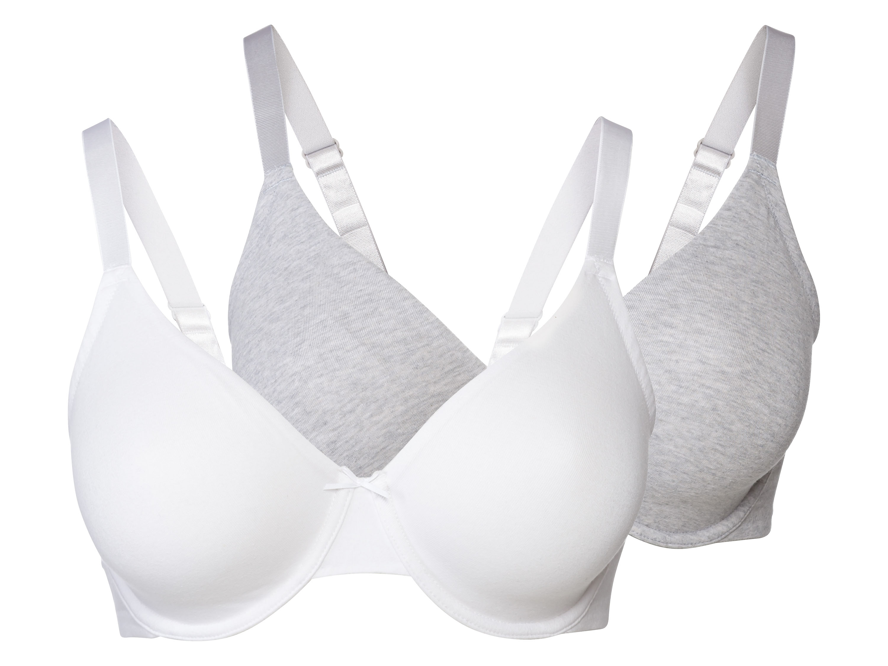 esmara Biustonosz damski z fiszbinami, 2 sztuki 90E, Jasnoszary/ biały
