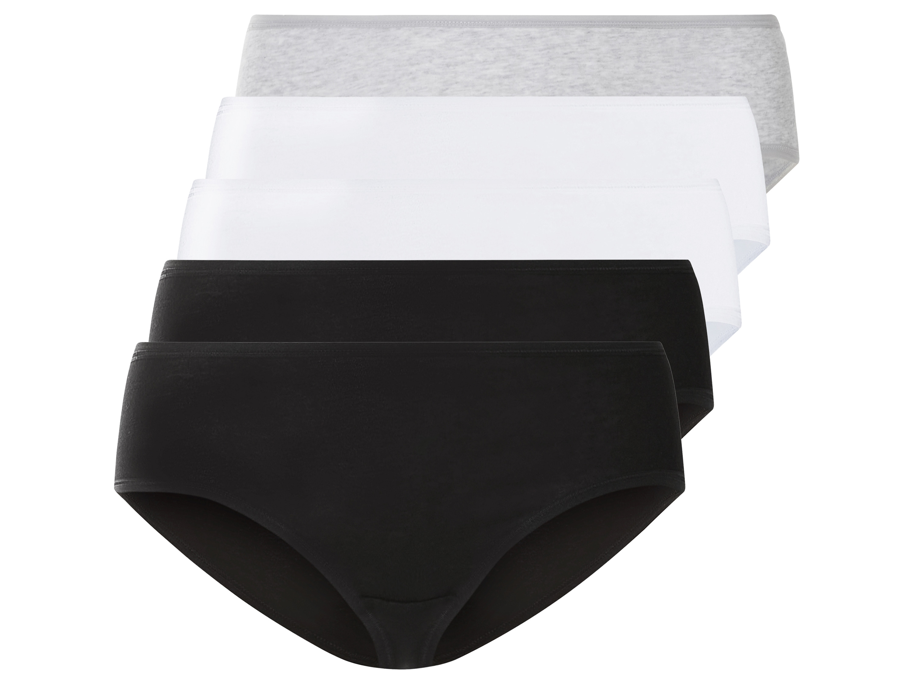 esmara Majtki hipstery damskie z bawełny, 5 par Czarny/ szary/ biały, 3XL 56/58