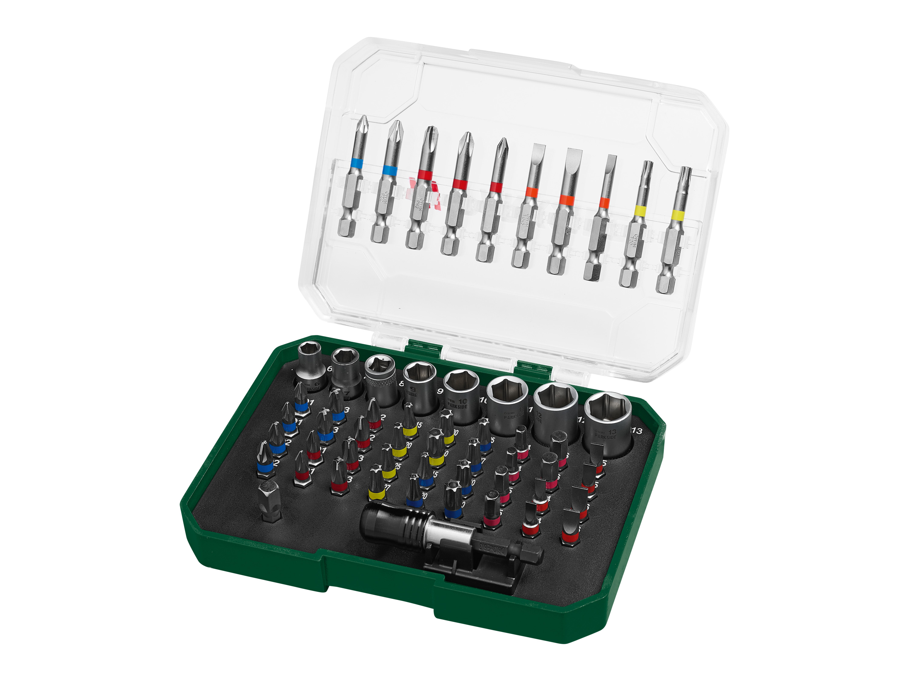 Parkside Zestaw bitów lub bitów i kluczy nasadowych, Pbs3 A2 Zestaw bitów i nakrętek 56 szt.