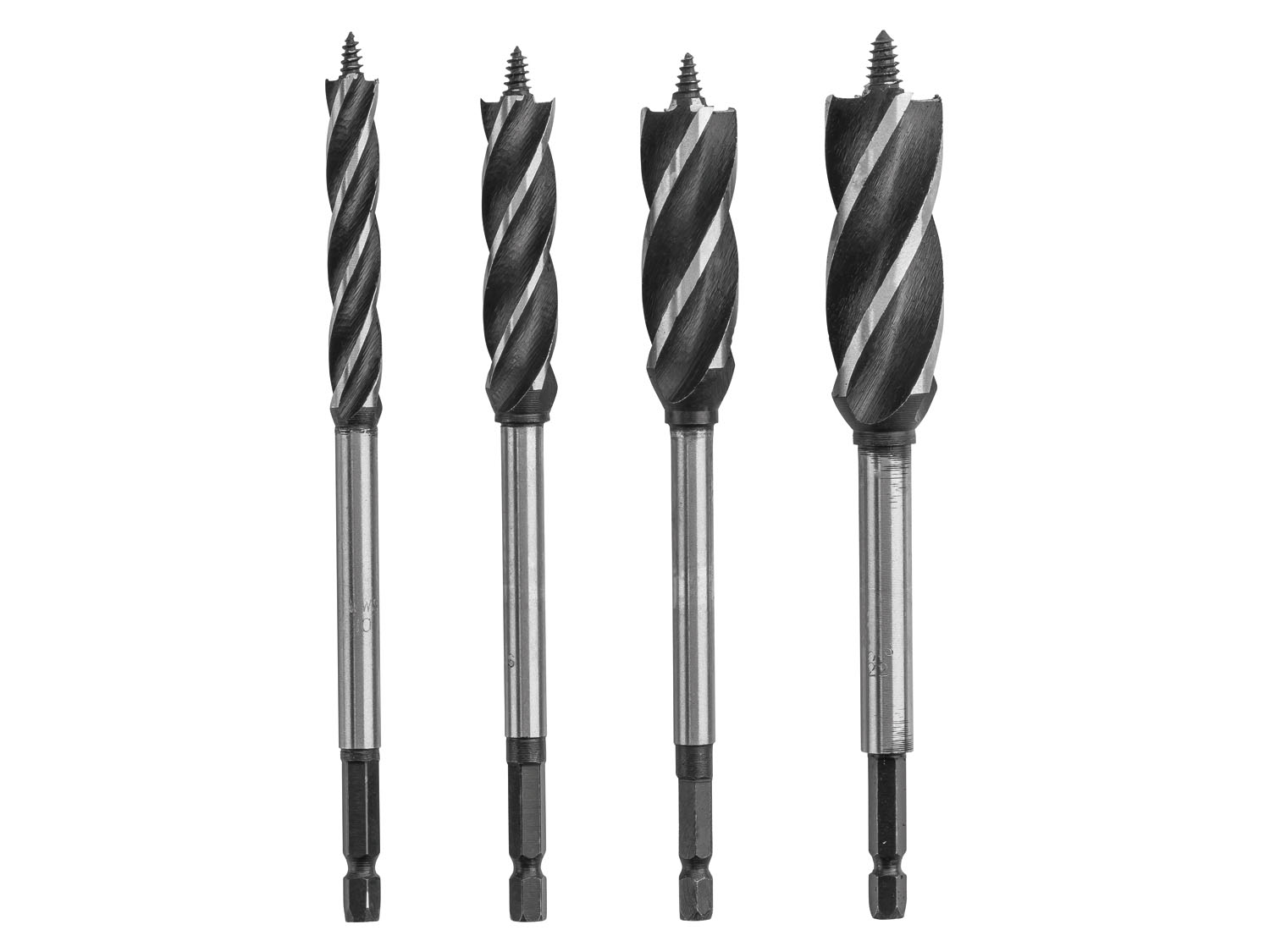 Parkside Zestaw wierteł spiralnych do drewna Zestaw z wycentrowaną końcówką 4 szt.