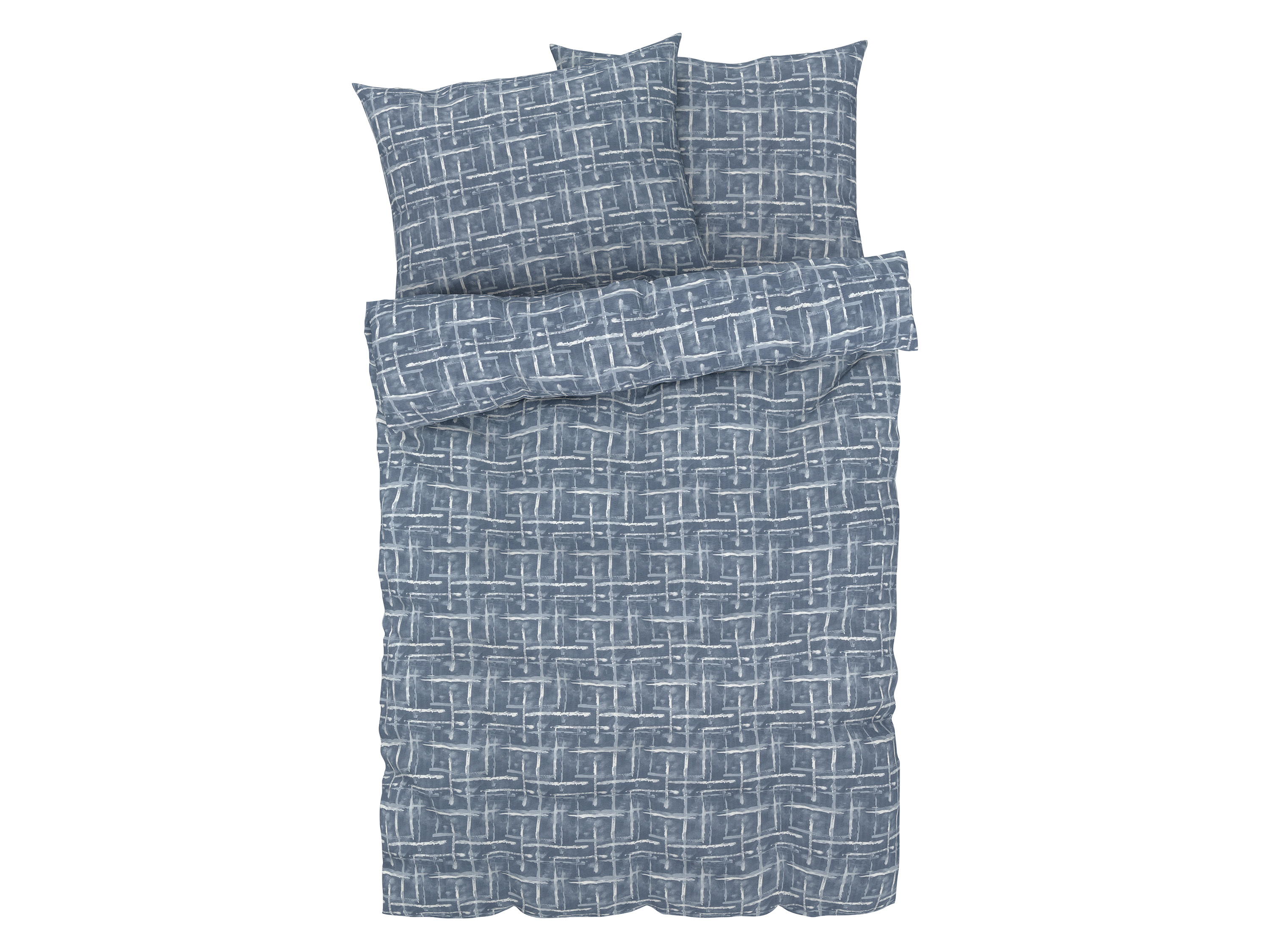 Livarno home Pościel renforcé z kory, 220 x 220 cm Niebieski w kratkę