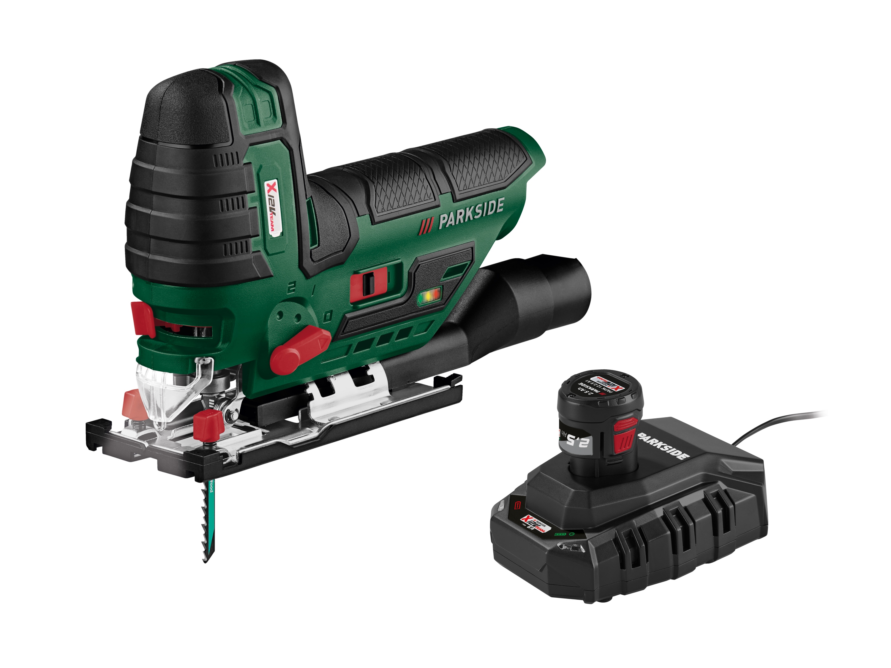 Zestaw Akumulatorowa wyrzynarka, 12 V z akumulatorem, 2,5 Ah i ładowarką, 6 A