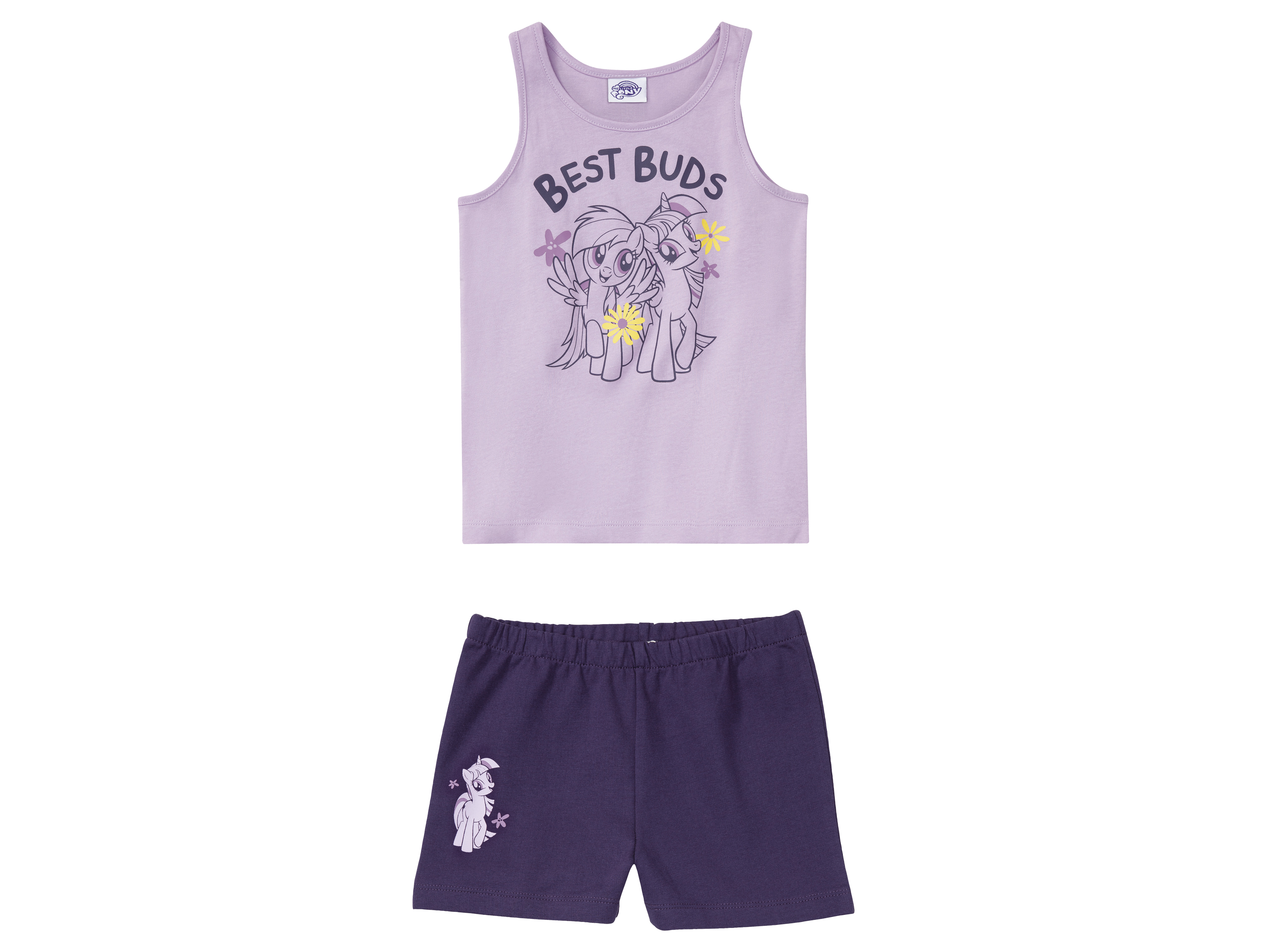 Komplet dziewczęcy z bawełną koszulka + spodenki 98/104, fioletowy/fioletowy