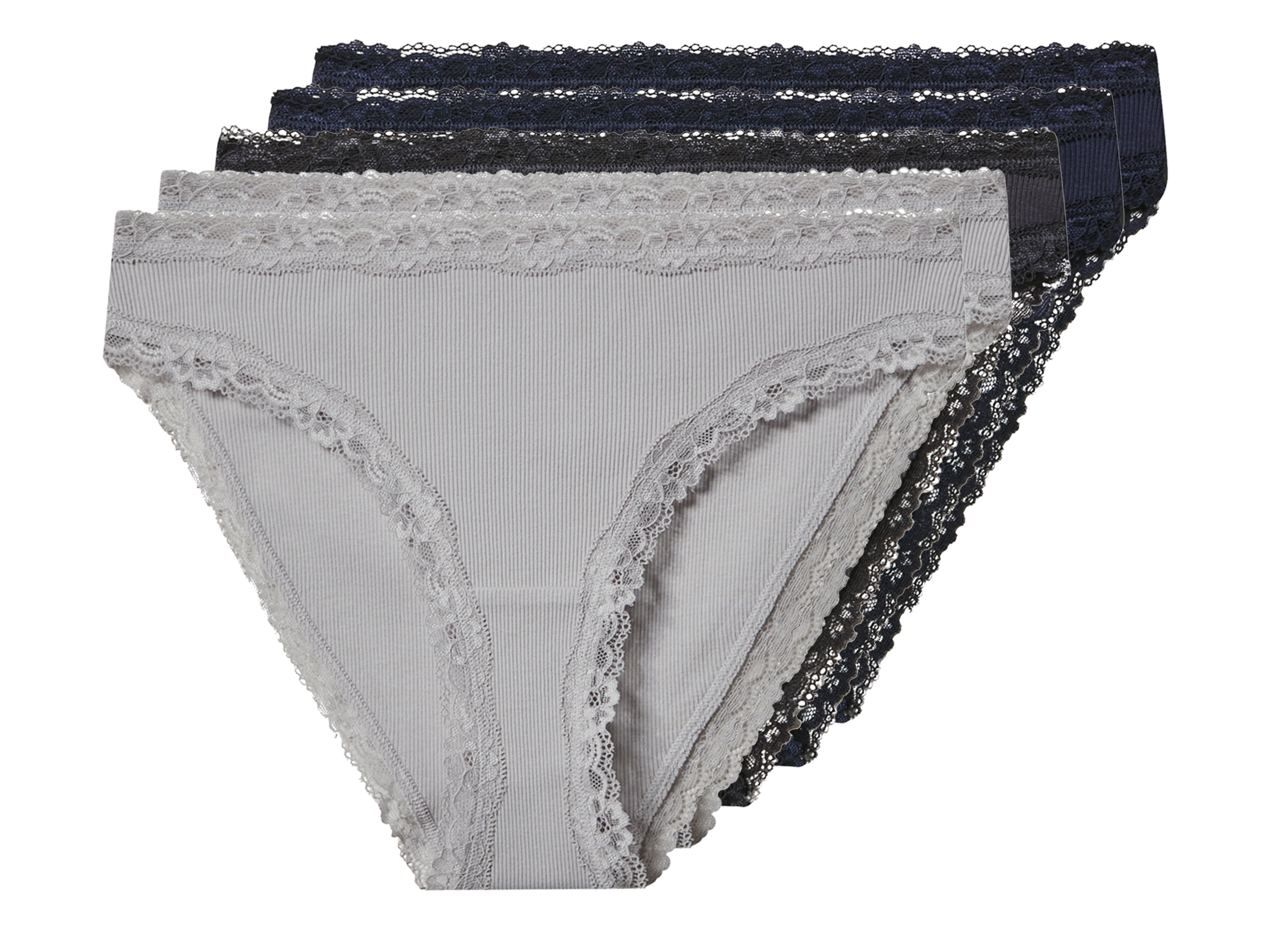 esmara Majtki slipy damskie z bawełną, 5 par Granatowy/granatowy/ciemnoszary/jasnoszary, XS 32/34