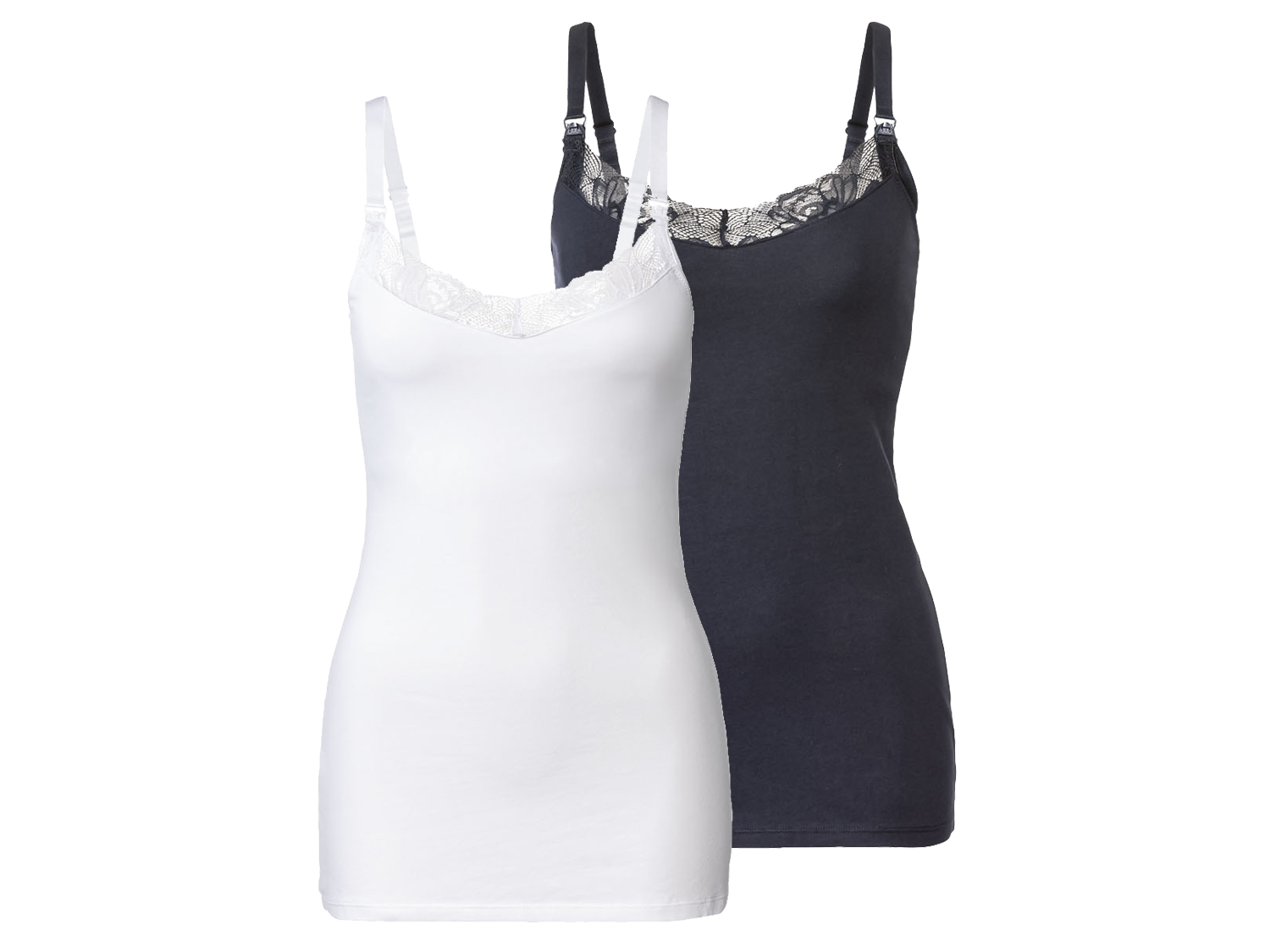 esmara Topy do karmienia z bawełny organicznej, 2 sztuki Granatowy/biały, XS 32/34