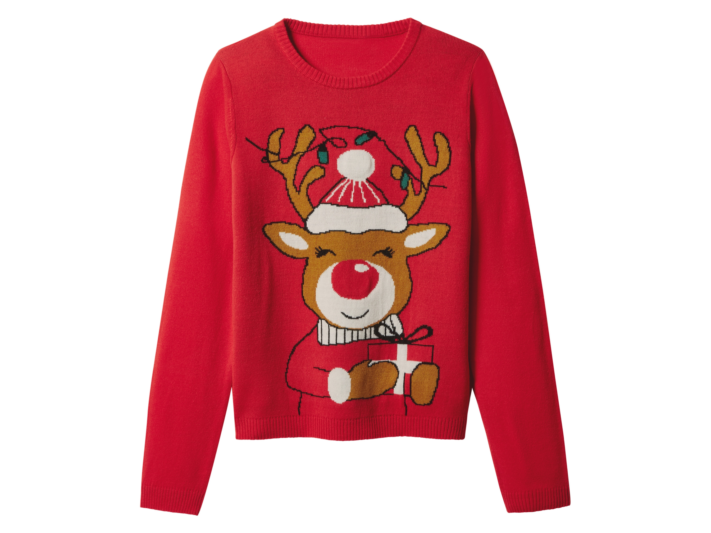 esmara Sweter świąteczny dziecięcy z efektem LED Czerwony, 146/152