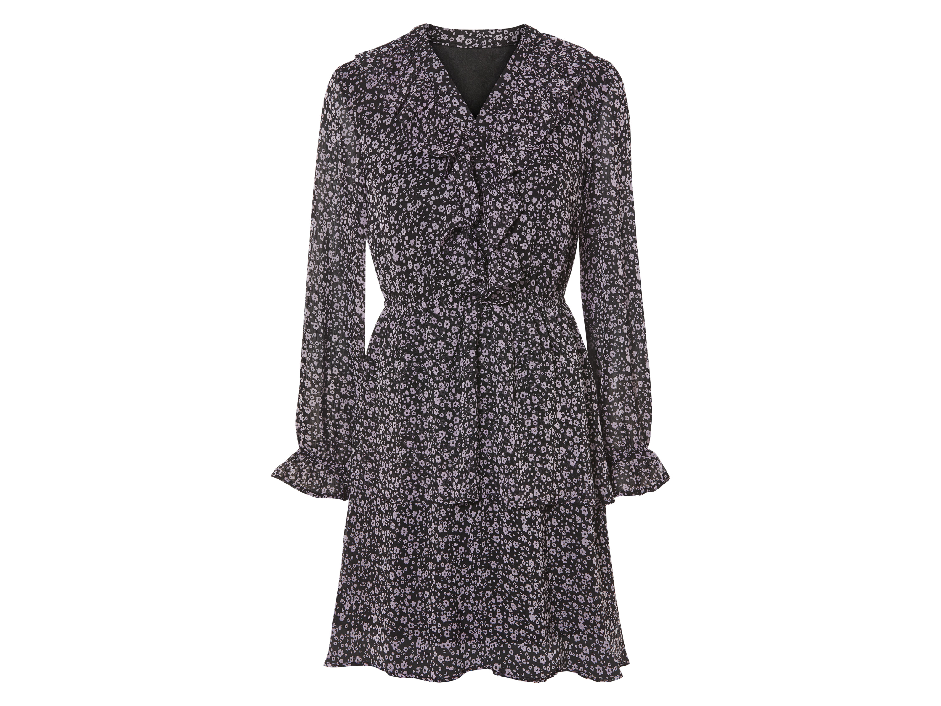 esmara Sukienka damska z szyfonu z falbanami 38, Różowy