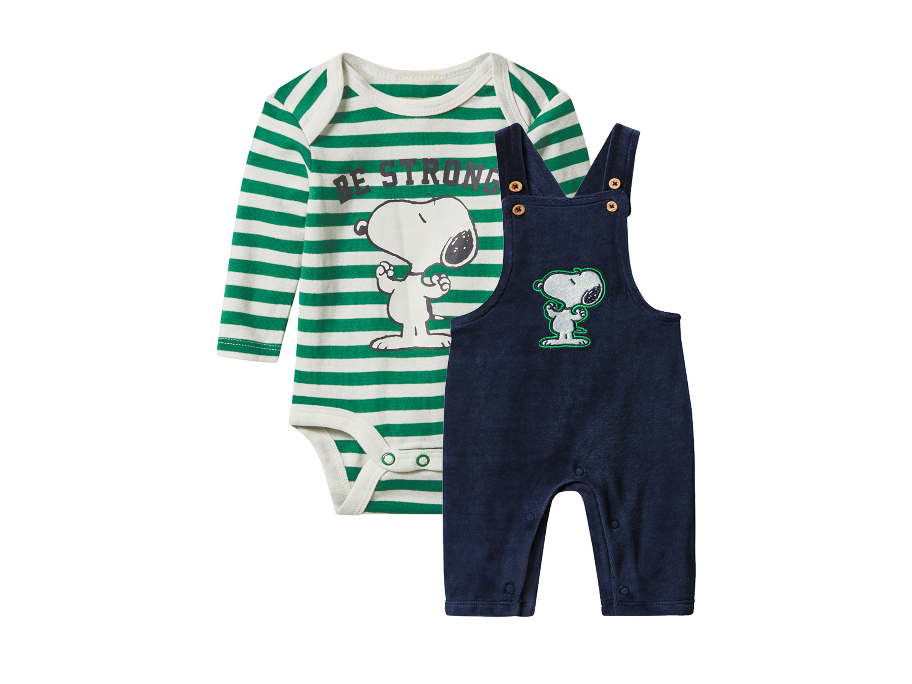 Komplet niemowlęcy z biobawełną, 2 elementy Granatowy/zielony, 62/68